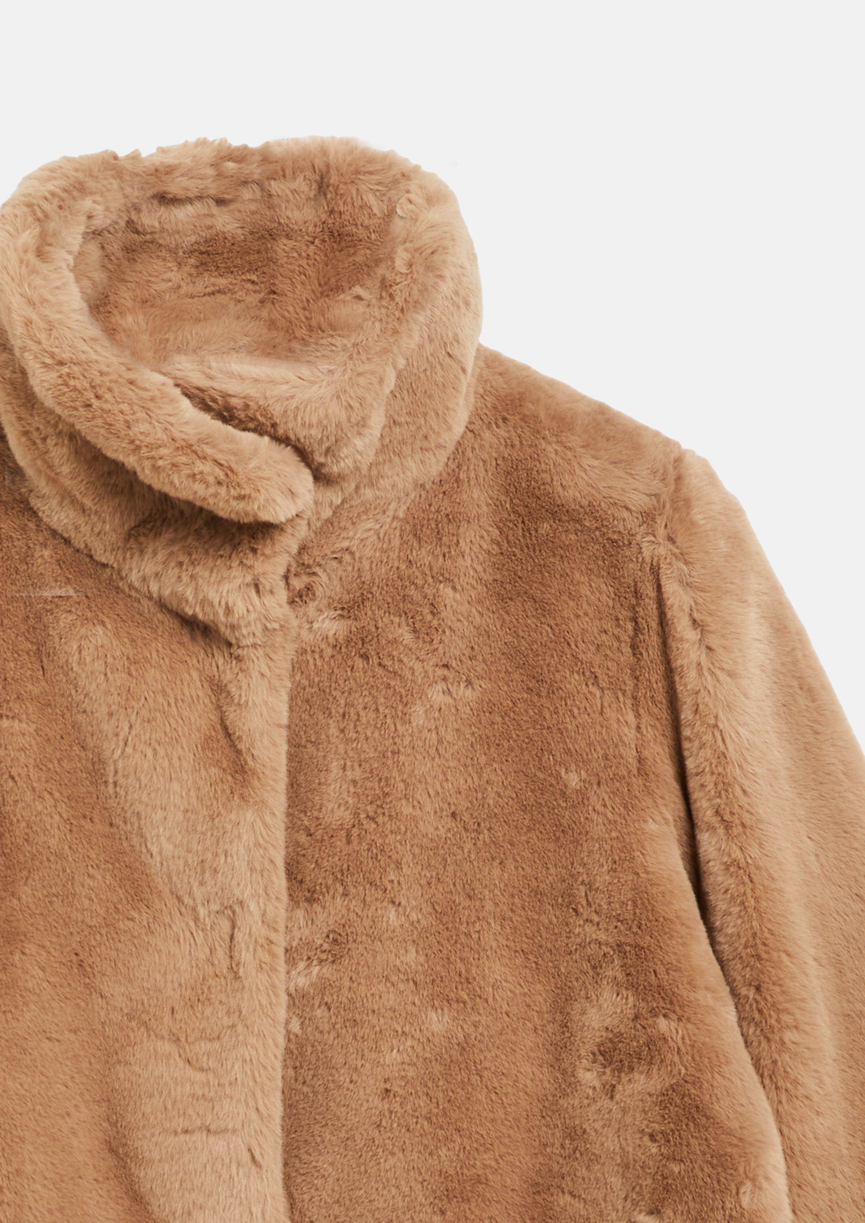 Women Faux fur jacket with knit sleeves in brown by s.Oliver BLACK LABEL