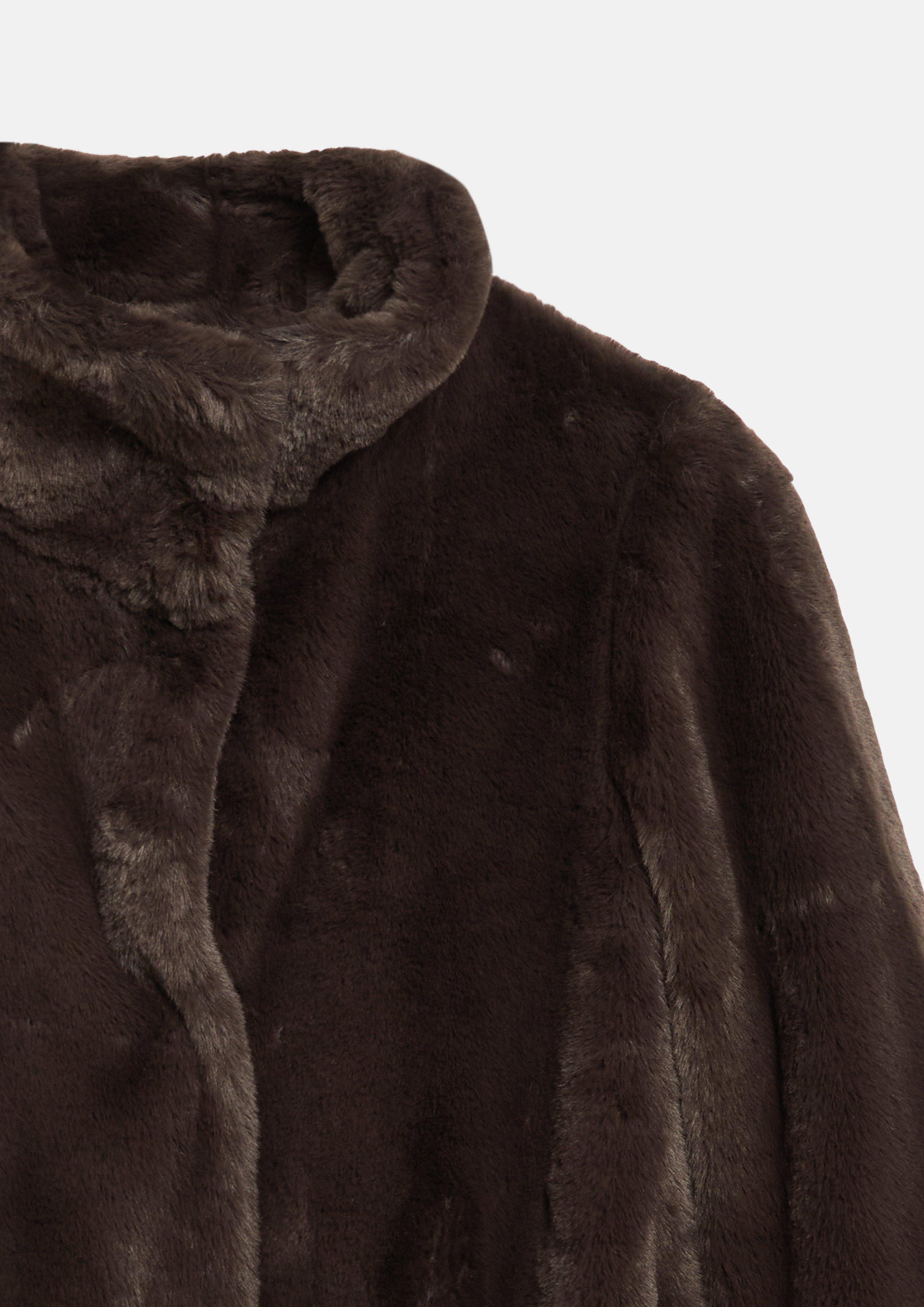 Damen Fake-Fur-Jacke mit Strickärmeln in braun von s.Oliver BLACK LABEL
