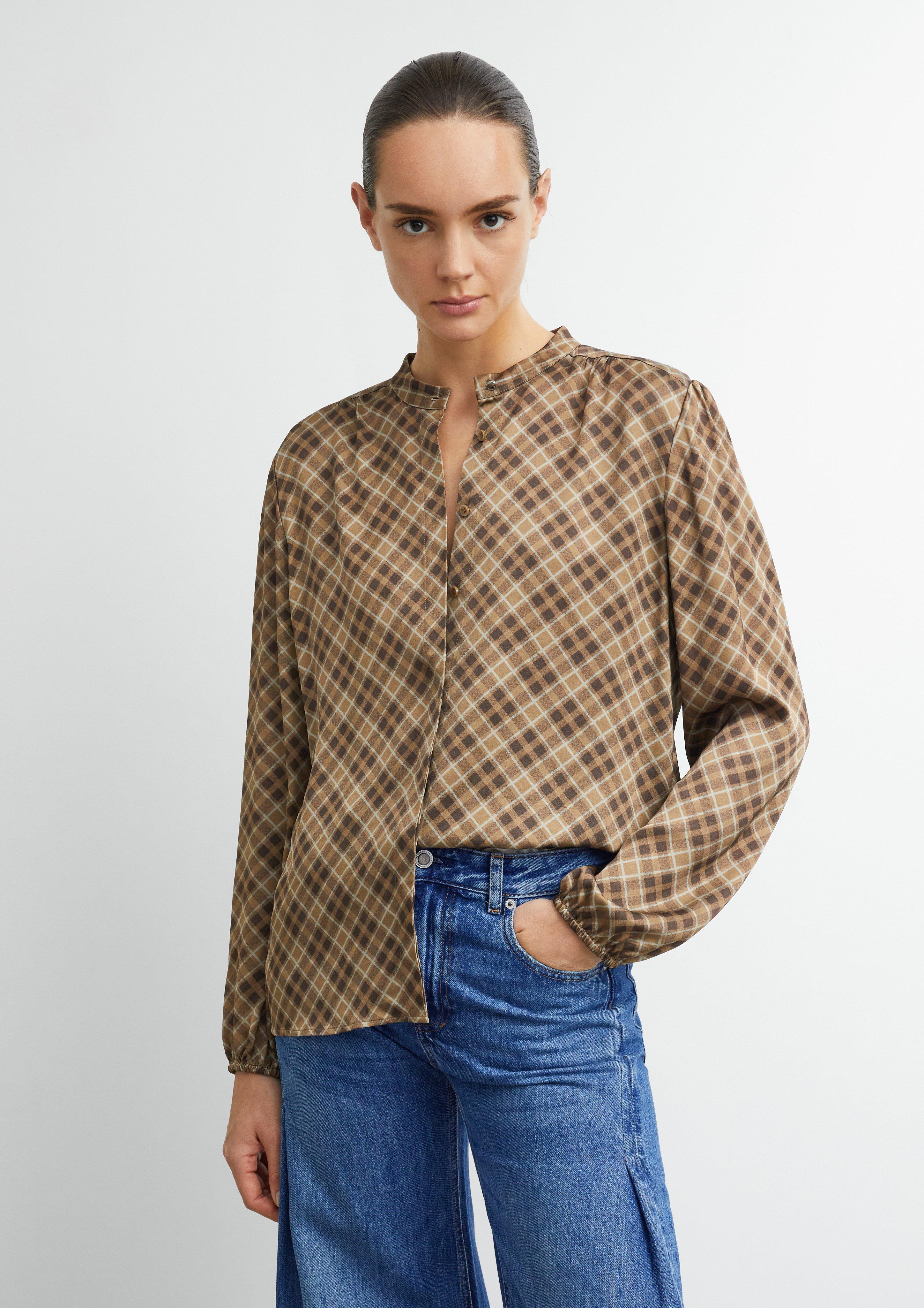 Print-Bluse aus 100% Viskose in braun von COMMA