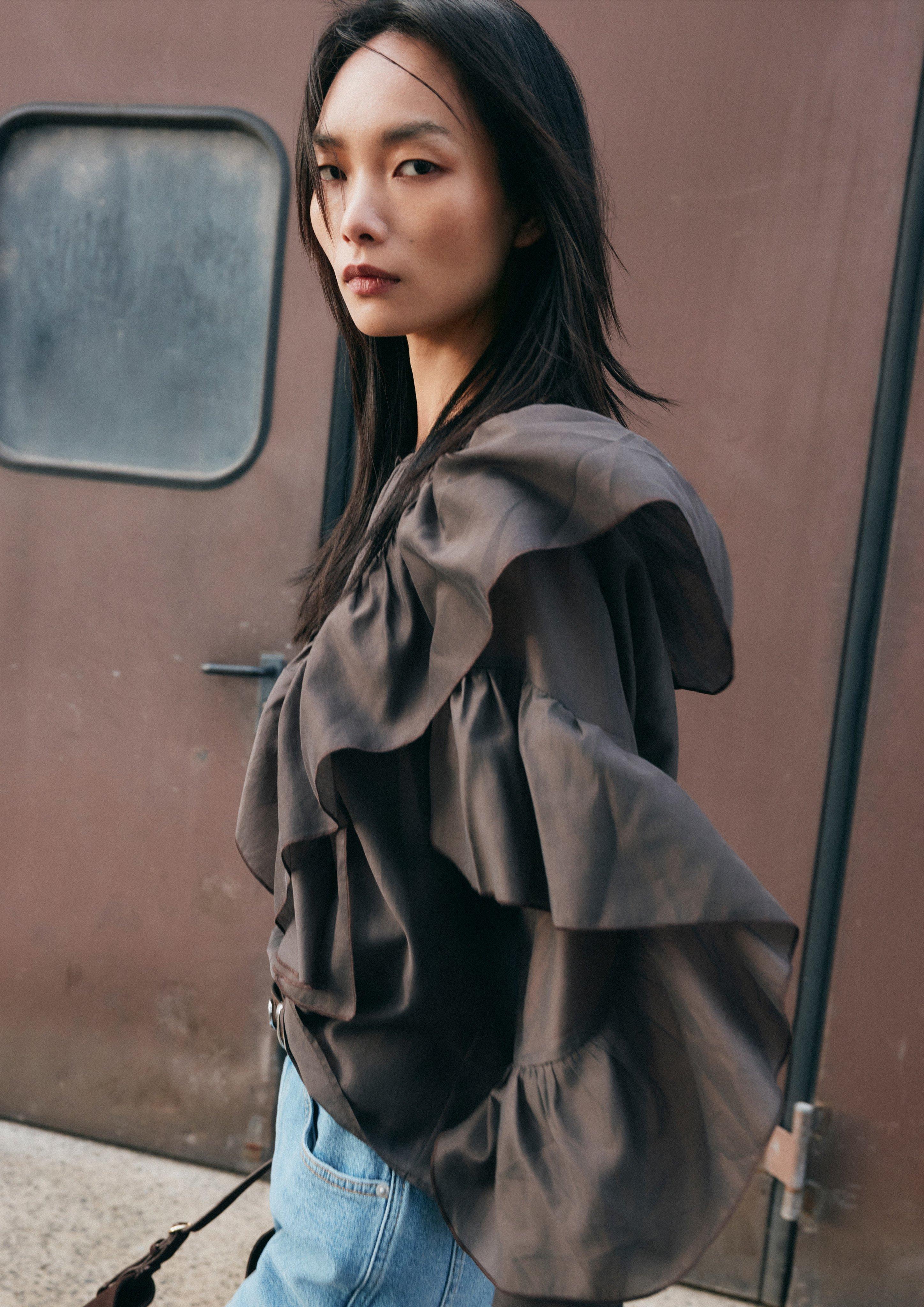 Blouse in dark brown by COMMA