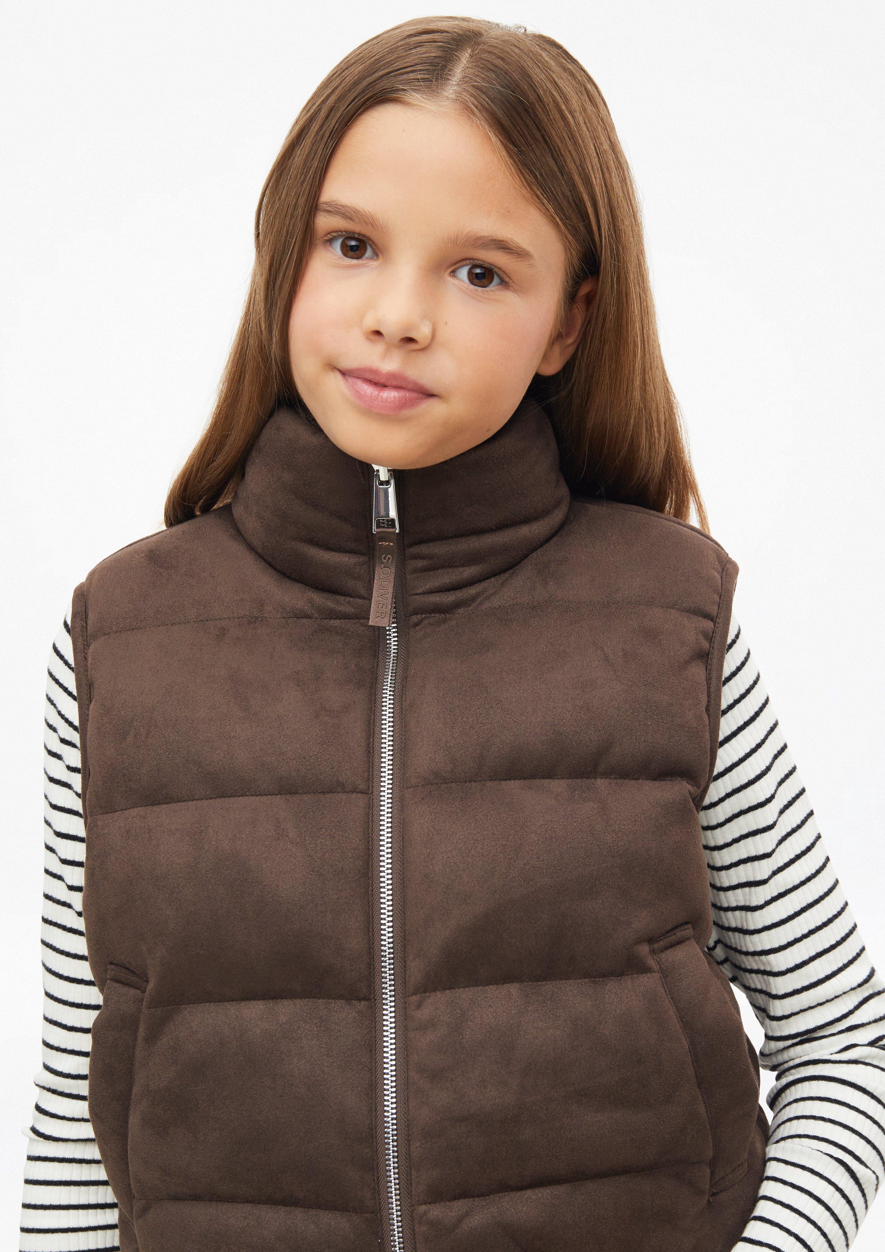 Junior Gilet réversible ample en mélange de velours et de peluche en brun de s.Oliver