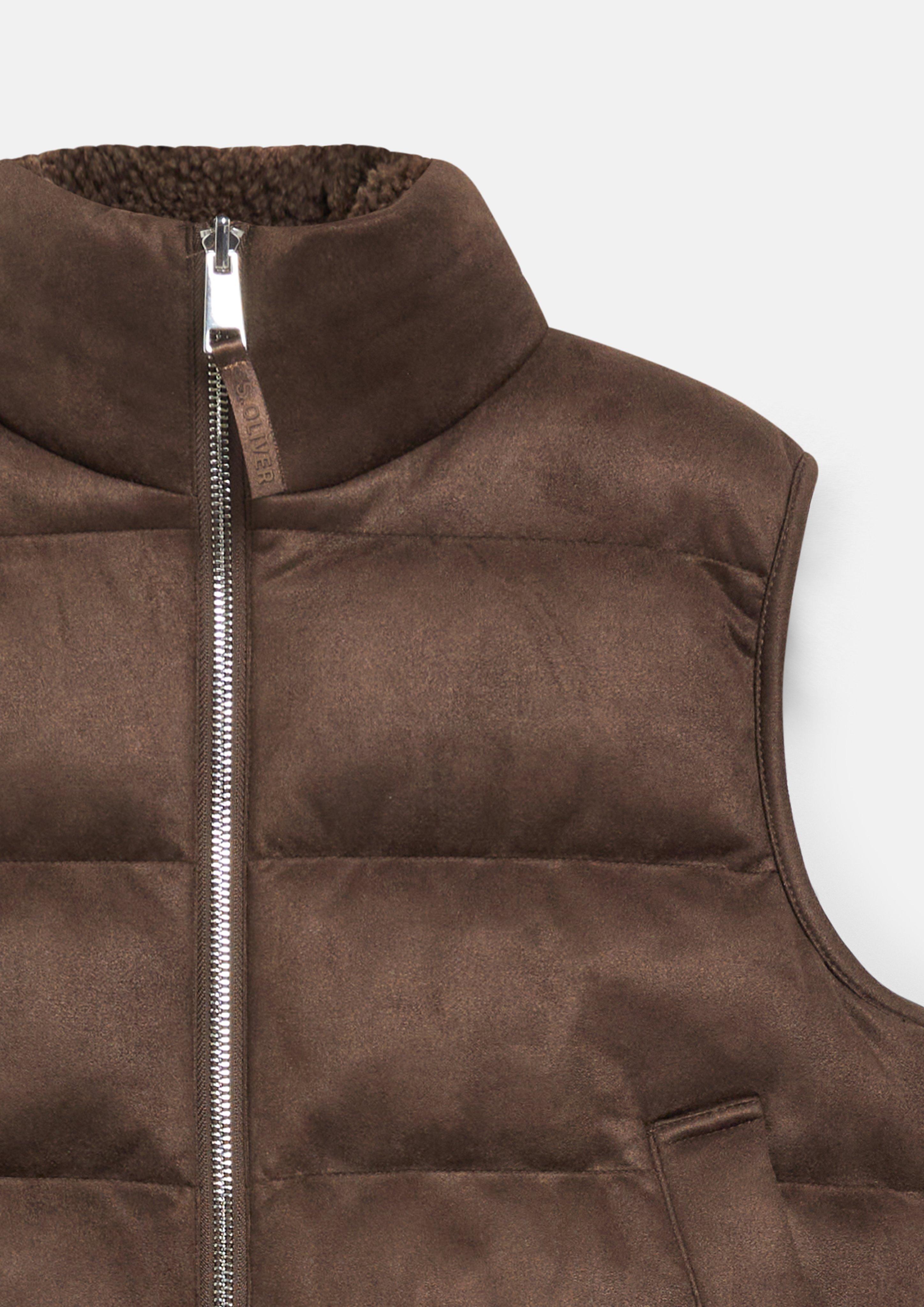 Junior Gilet réversible ample en mélange de velours et de peluche en brun de s.Oliver