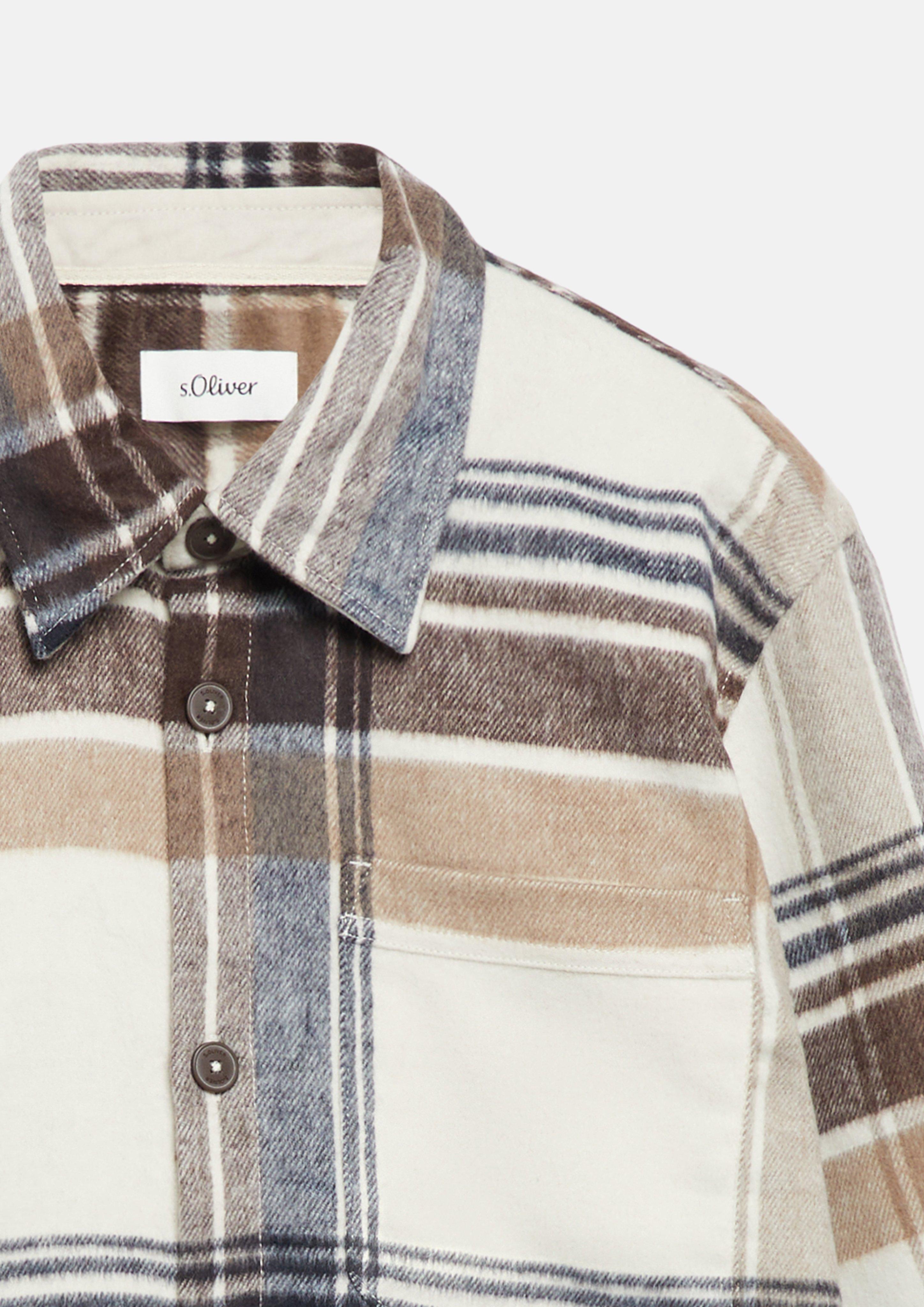 Herren Kariertes Overshirt mit aufgesetzten Taschen in creme von s.Oliver