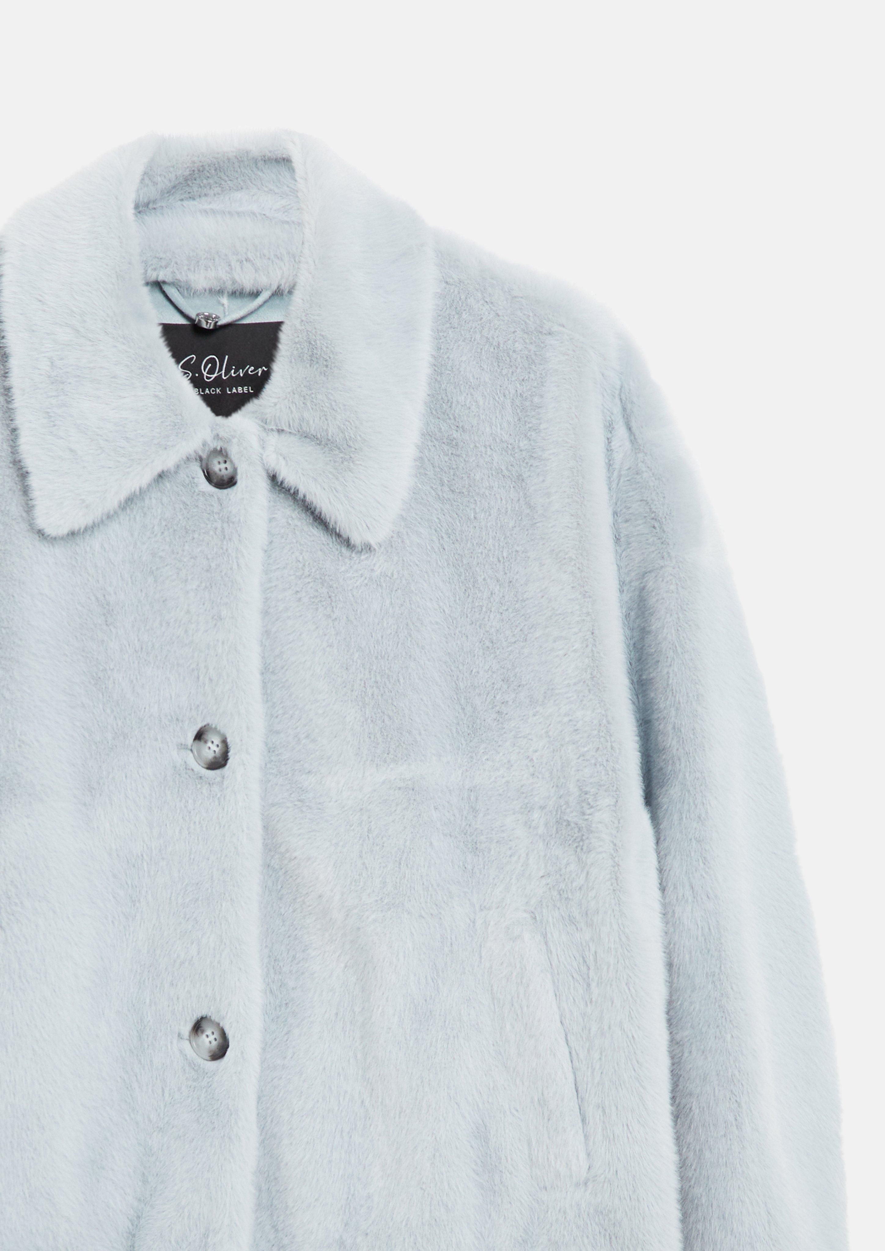 Damen Fake-Fur-Jacke im Relaxed Fit in grau von s.Oliver BLACK LABEL
