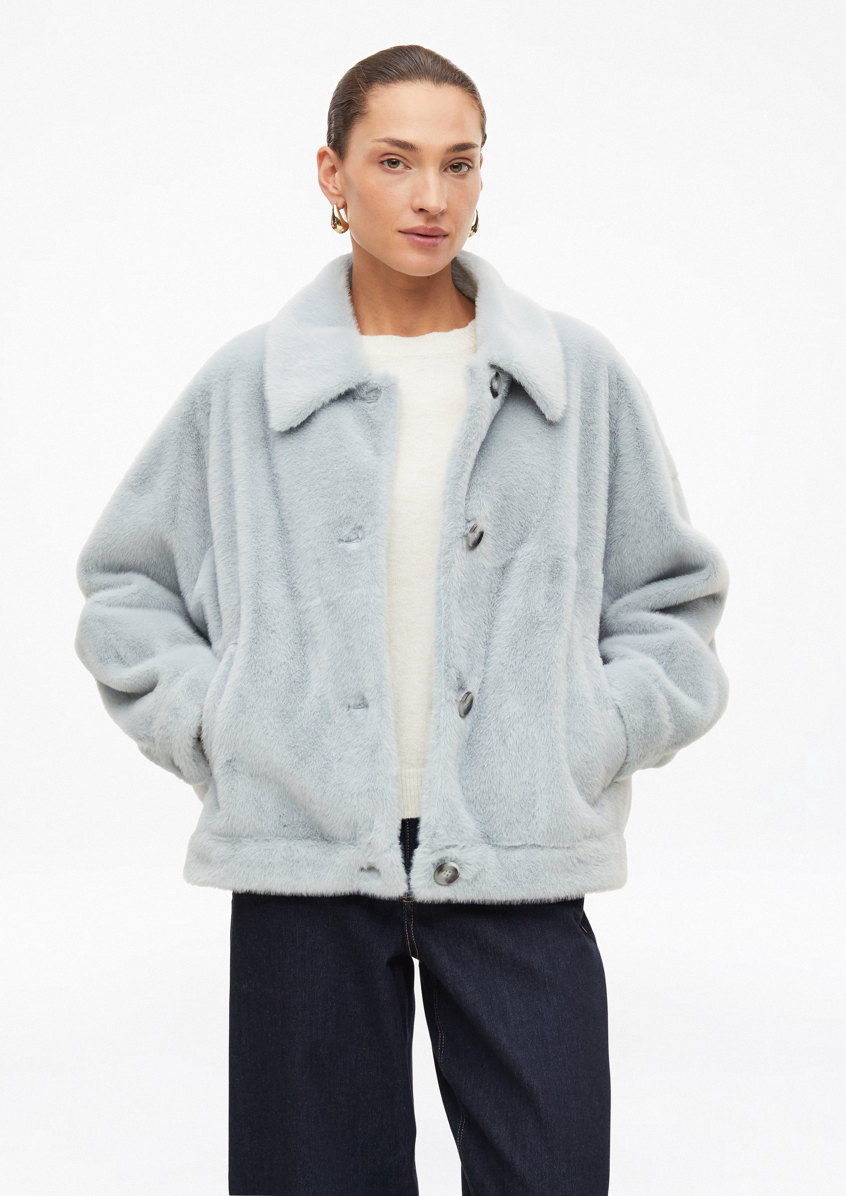 Damen Fake-Fur-Jacke im Relaxed Fit in grau von s.Oliver BLACK LABEL