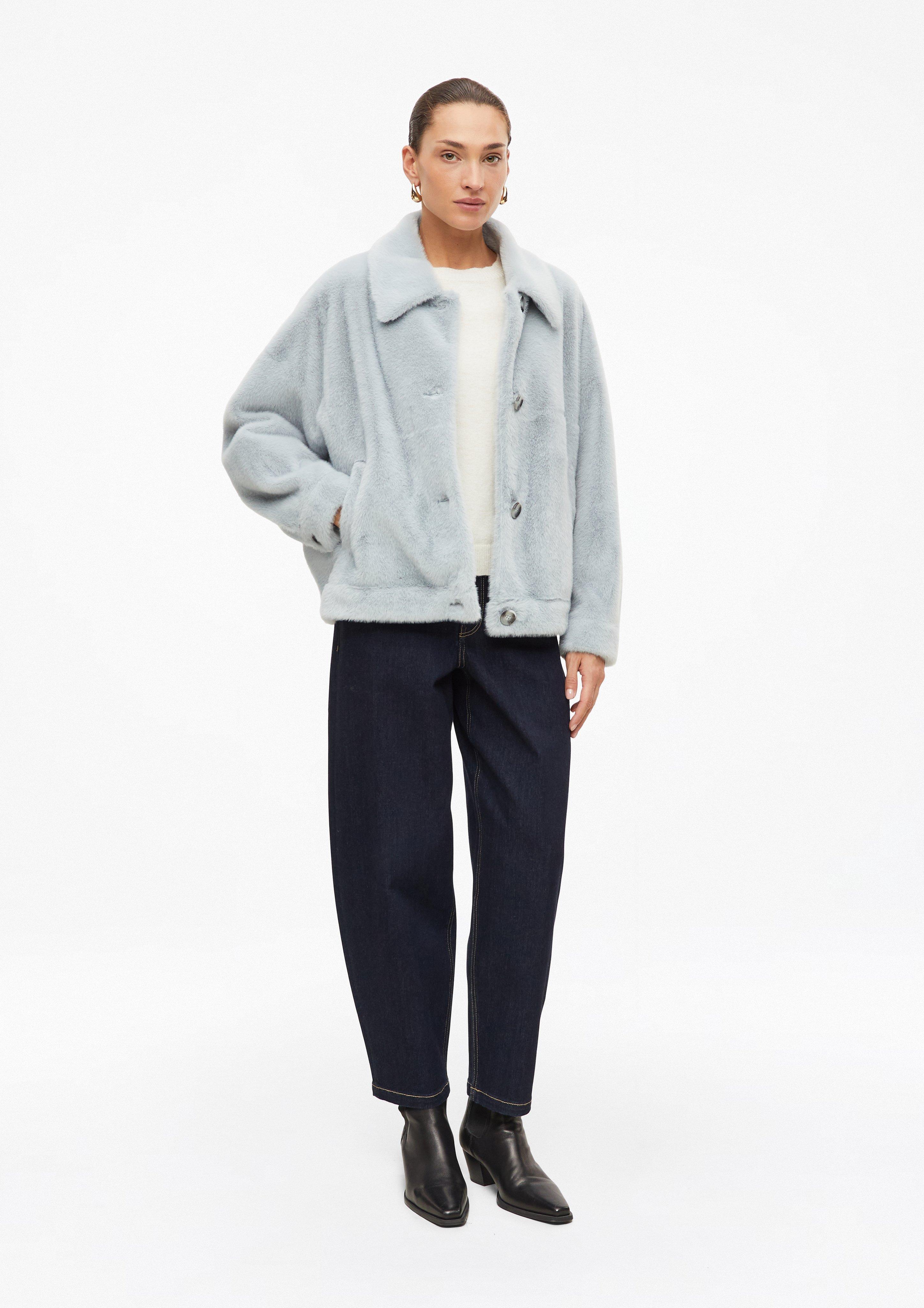 Damen Fake-Fur-Jacke im Relaxed Fit in grau von s.Oliver BLACK LABEL