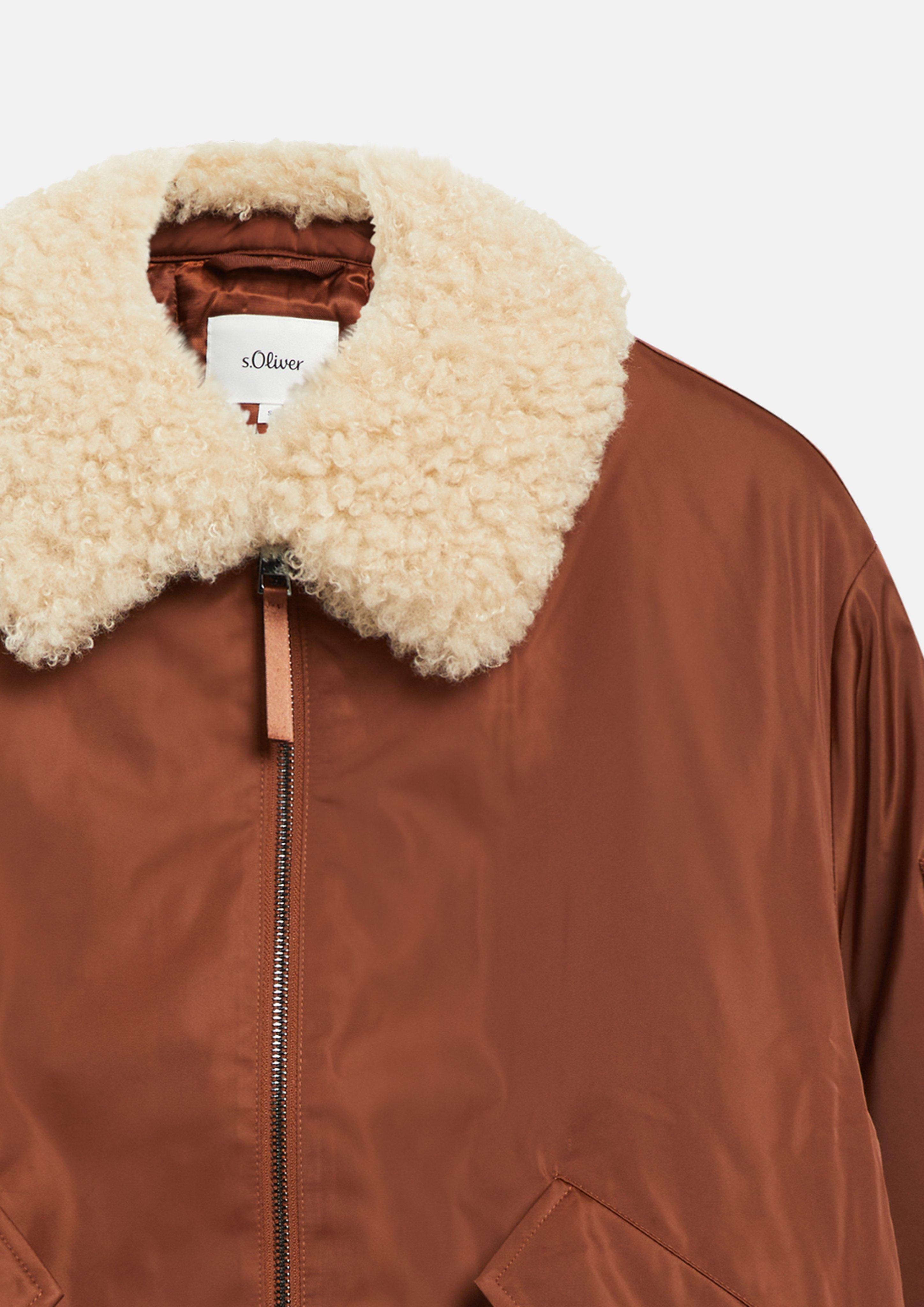 Damen s.Oliver x Heidi Klum: Blouson mit abnehmbarem Fake-Fur-Kragen in orange von s.Oliver