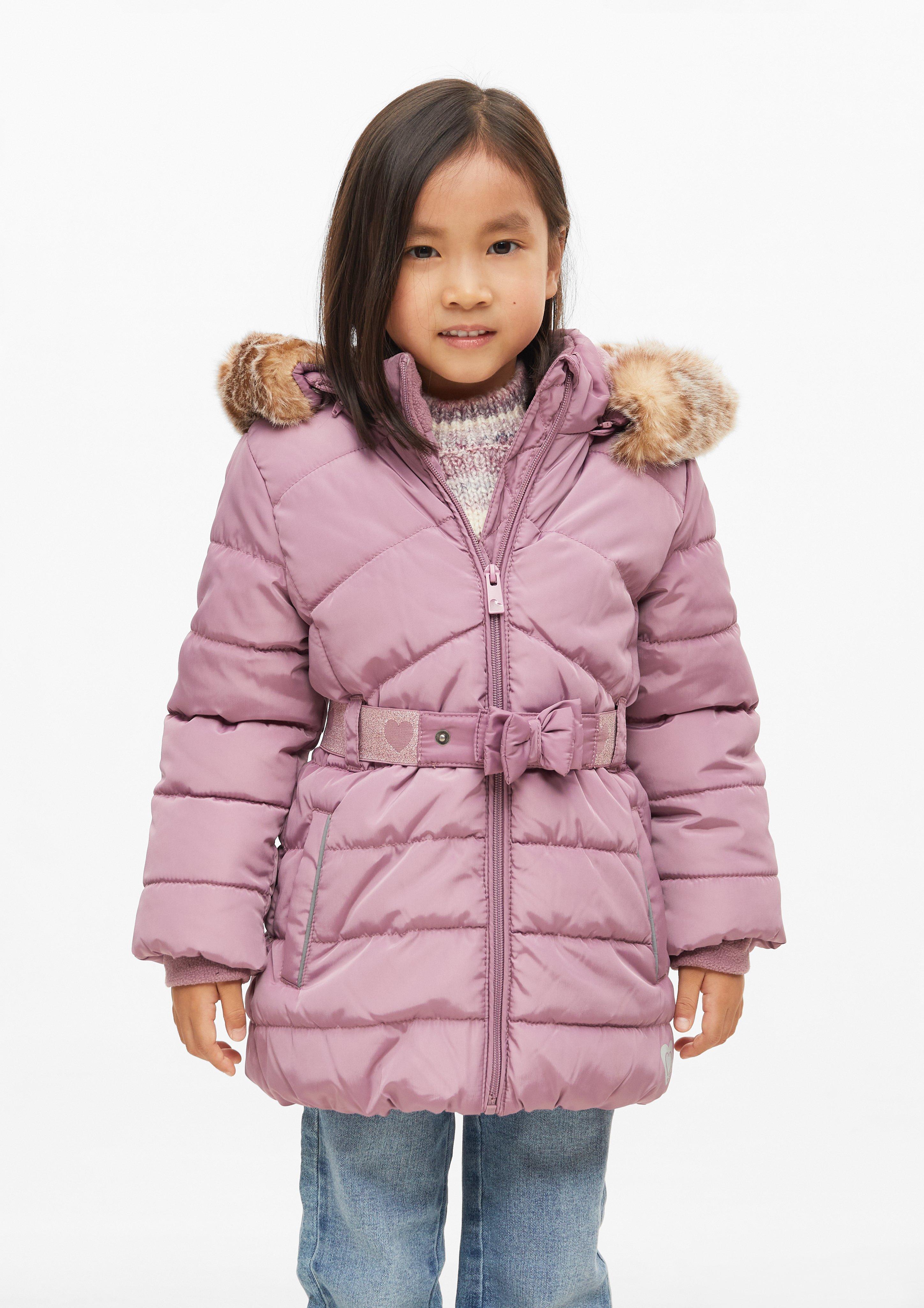 Manteau matelassé résistant aux intempéries avec capuche amovible en rose de s.Oliver
