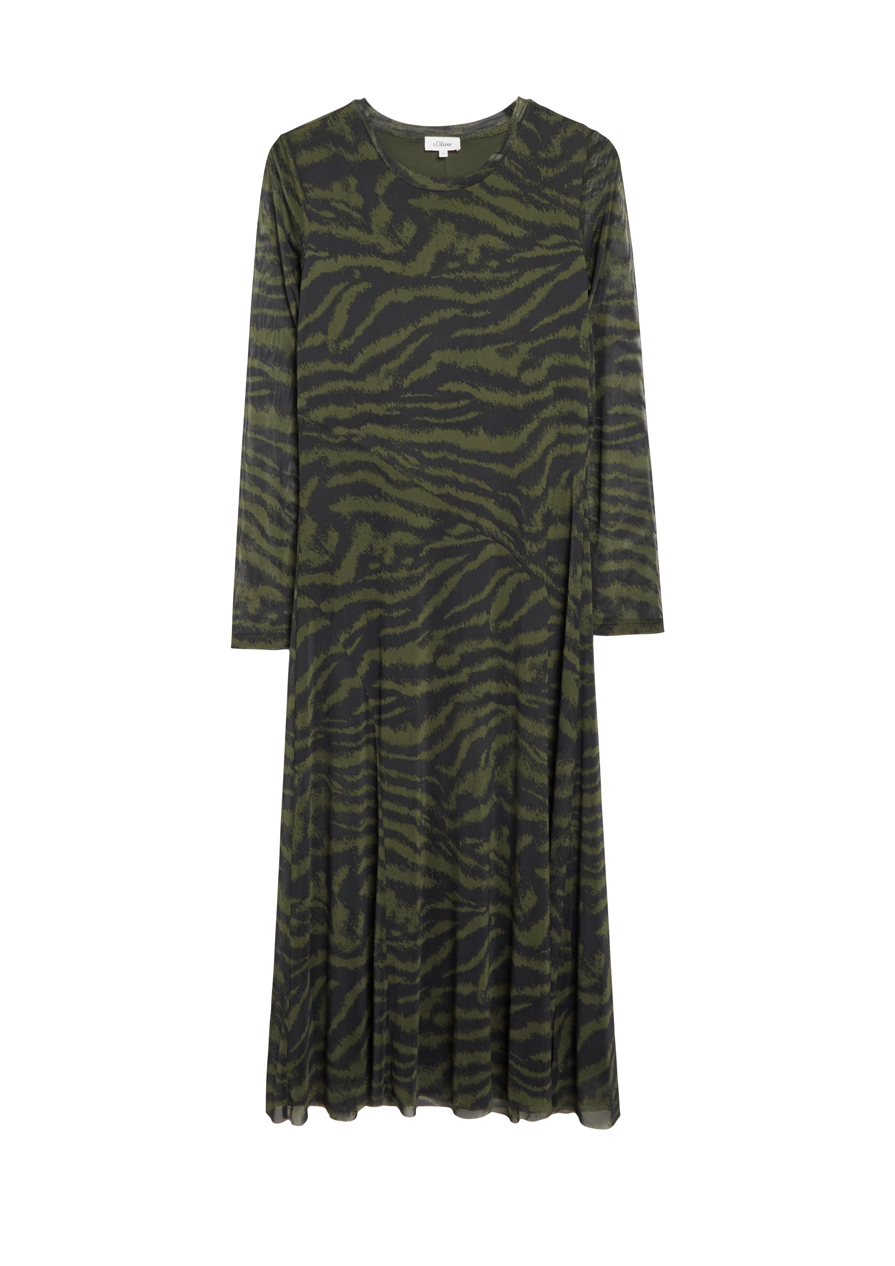 Mesh-jurk met dierenprint en plooien