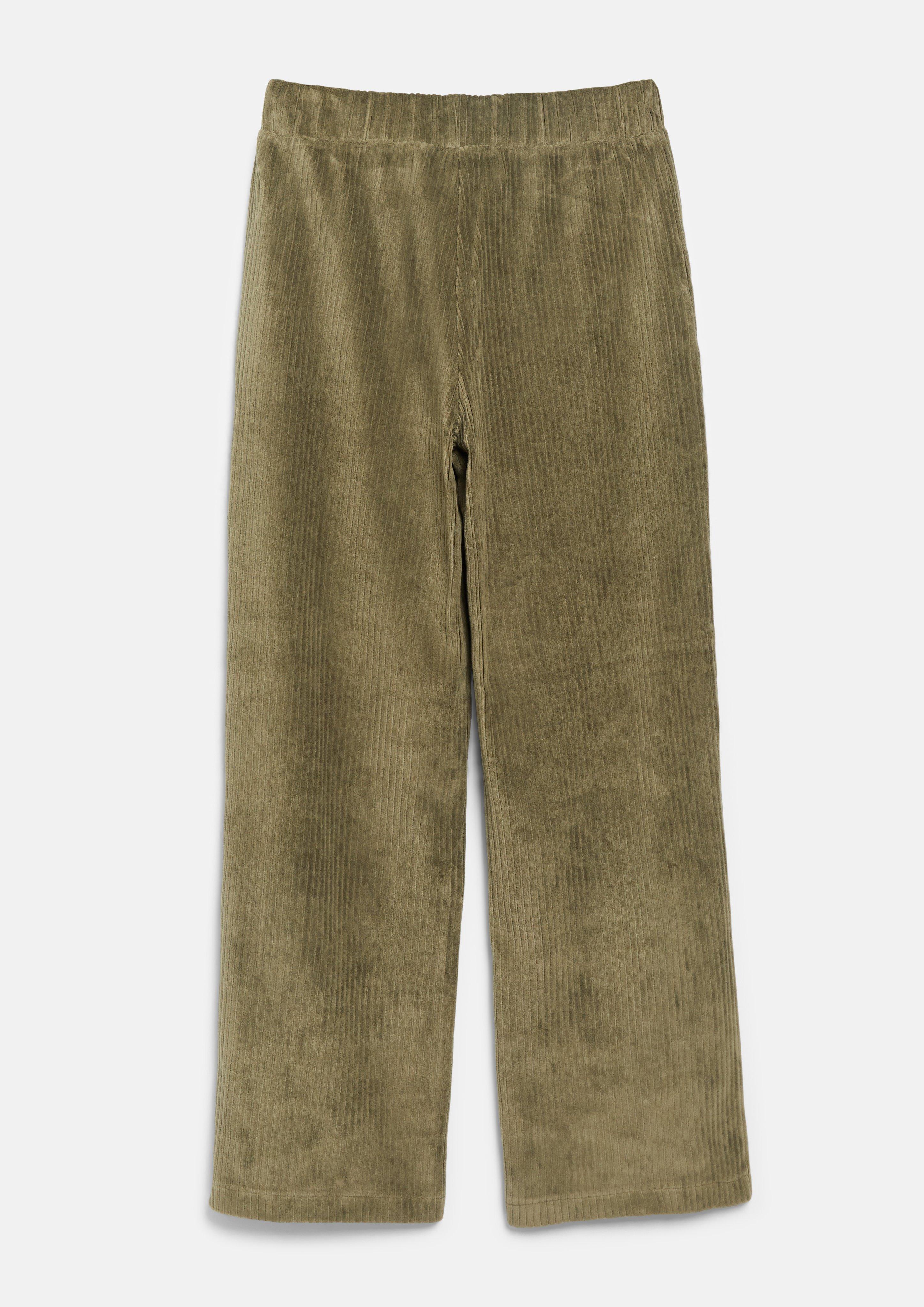 Dames Soepelvallende broek van jersey-corduroy in olijfgroen van s.Oliver