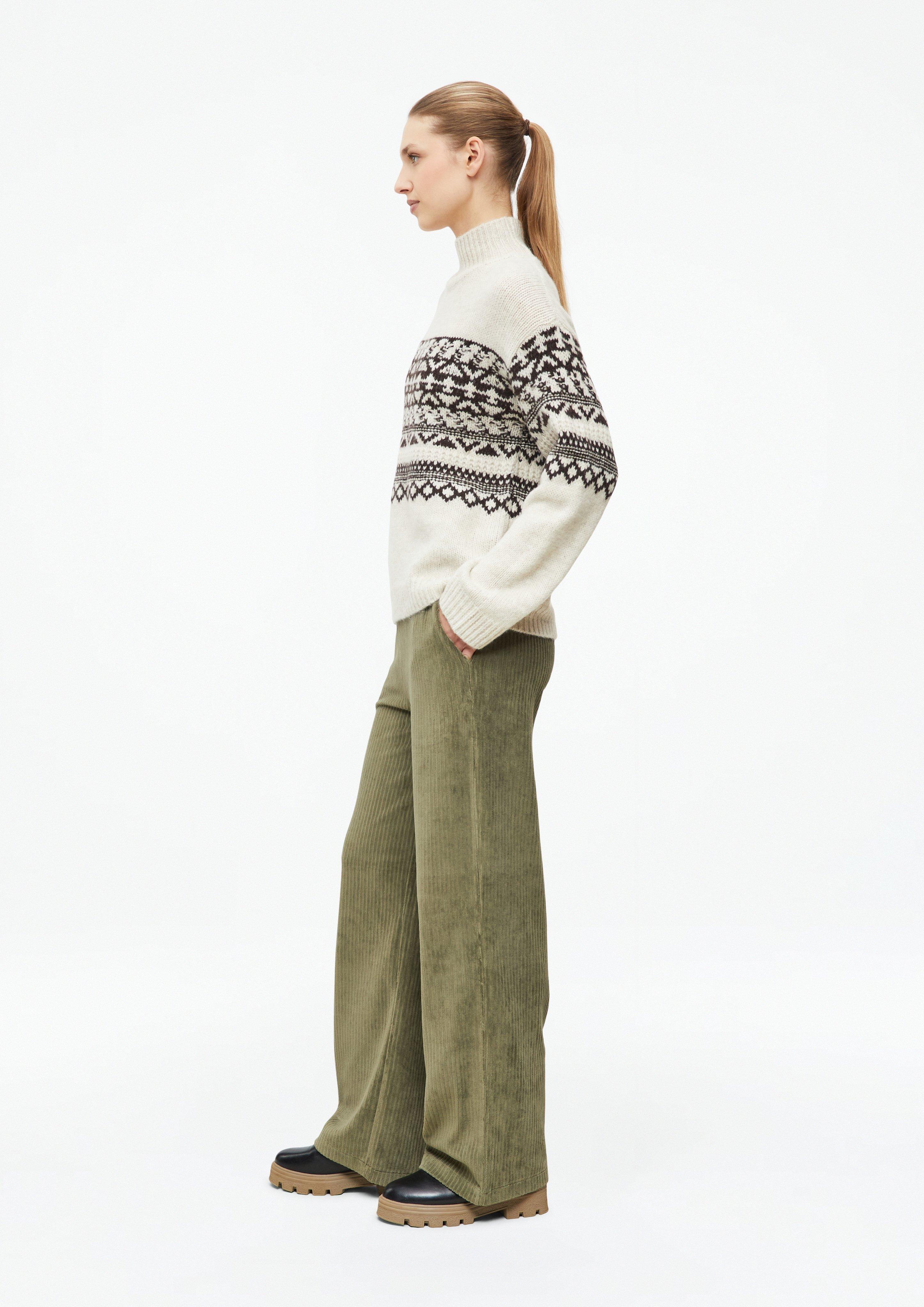 Women Flowing pants made of jersey corduroy in olive by s.Oliver