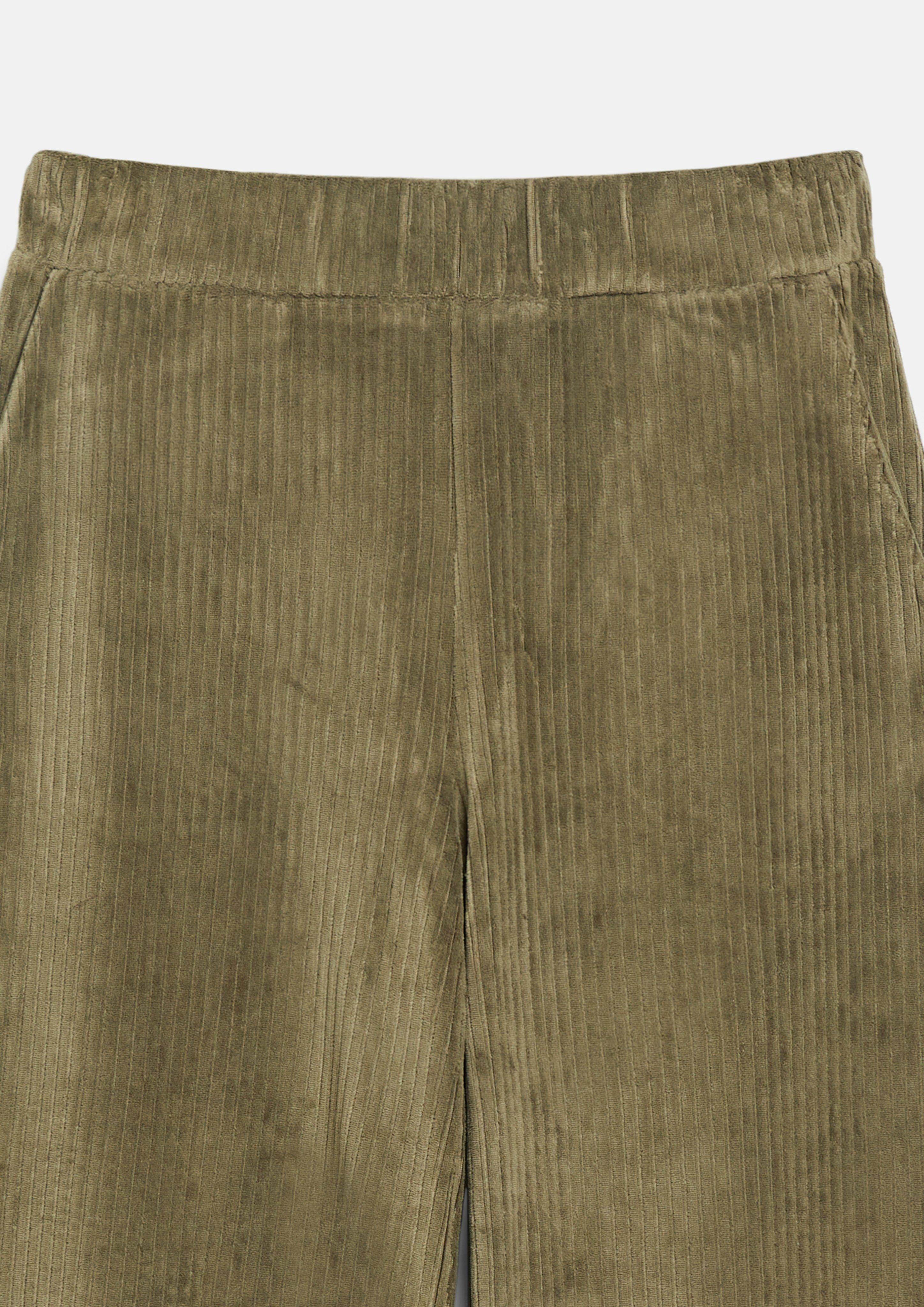 Women Flowing pants made of jersey corduroy in olive by s.Oliver