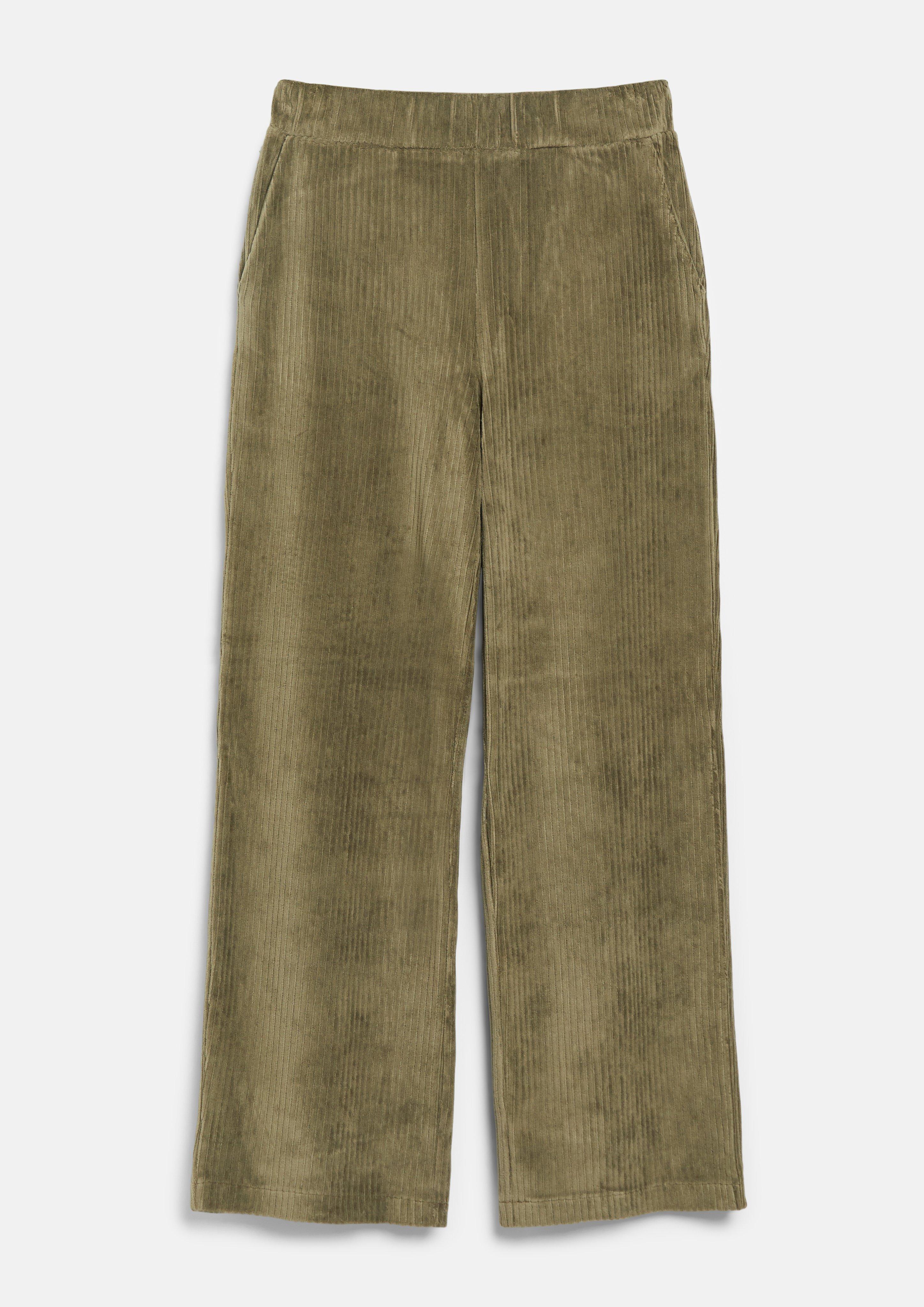 Soepelvallende broek van jersey-corduroy in olijfgroen van s.Oliver