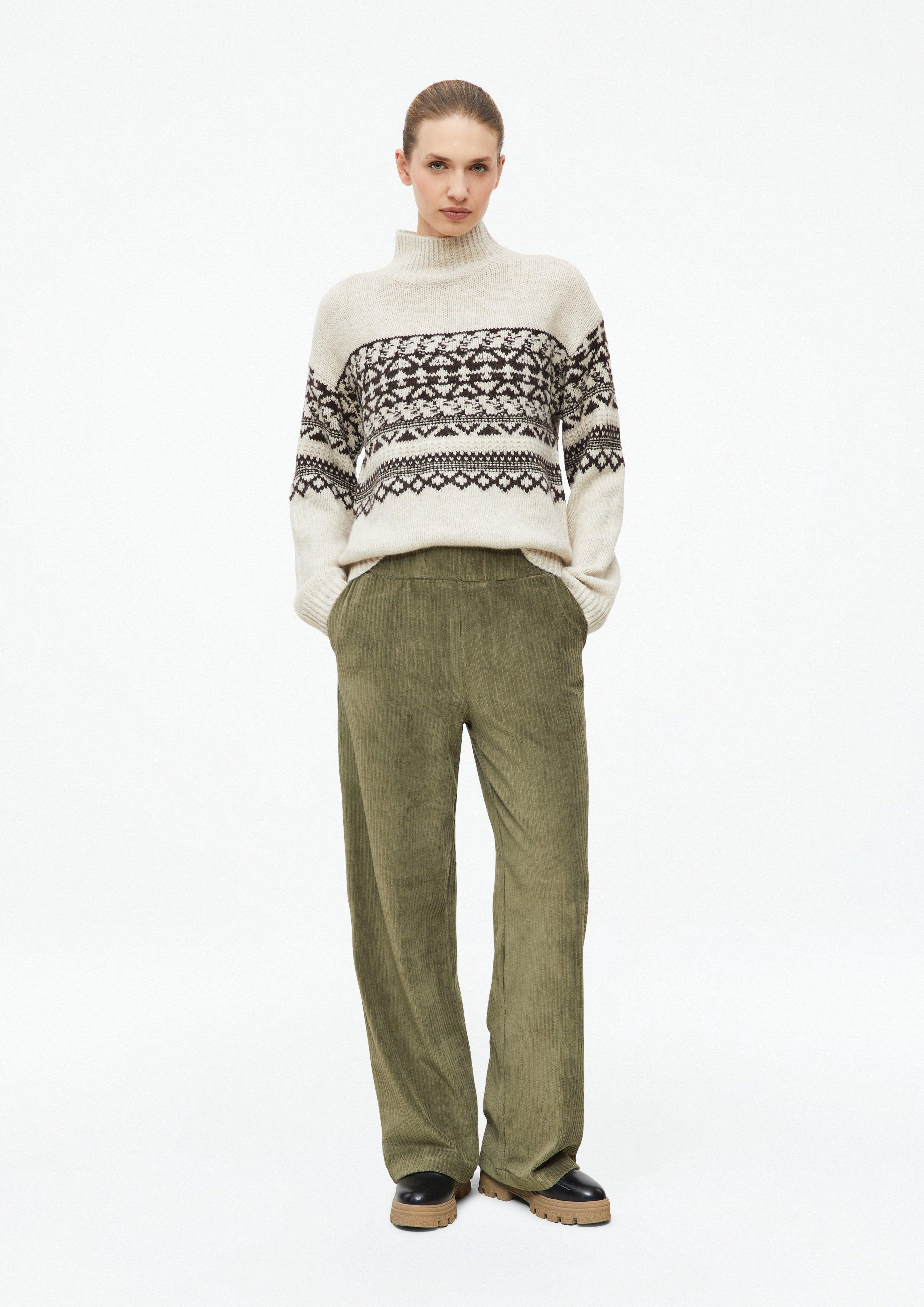 Women Flowing pants made of jersey corduroy in olive by s.Oliver