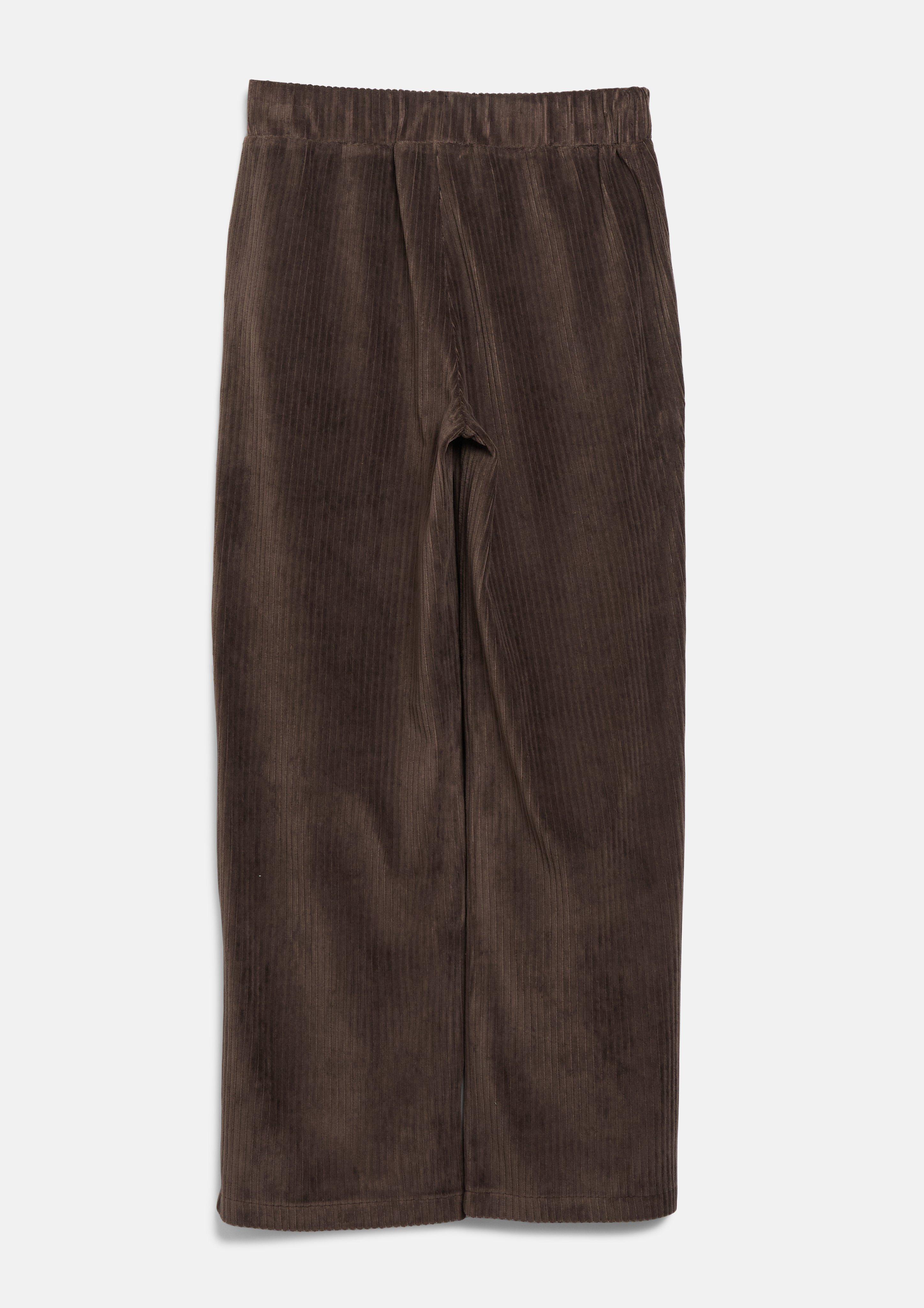 Dames Soepelvallende broek van jersey-corduroy in bruin van s.Oliver