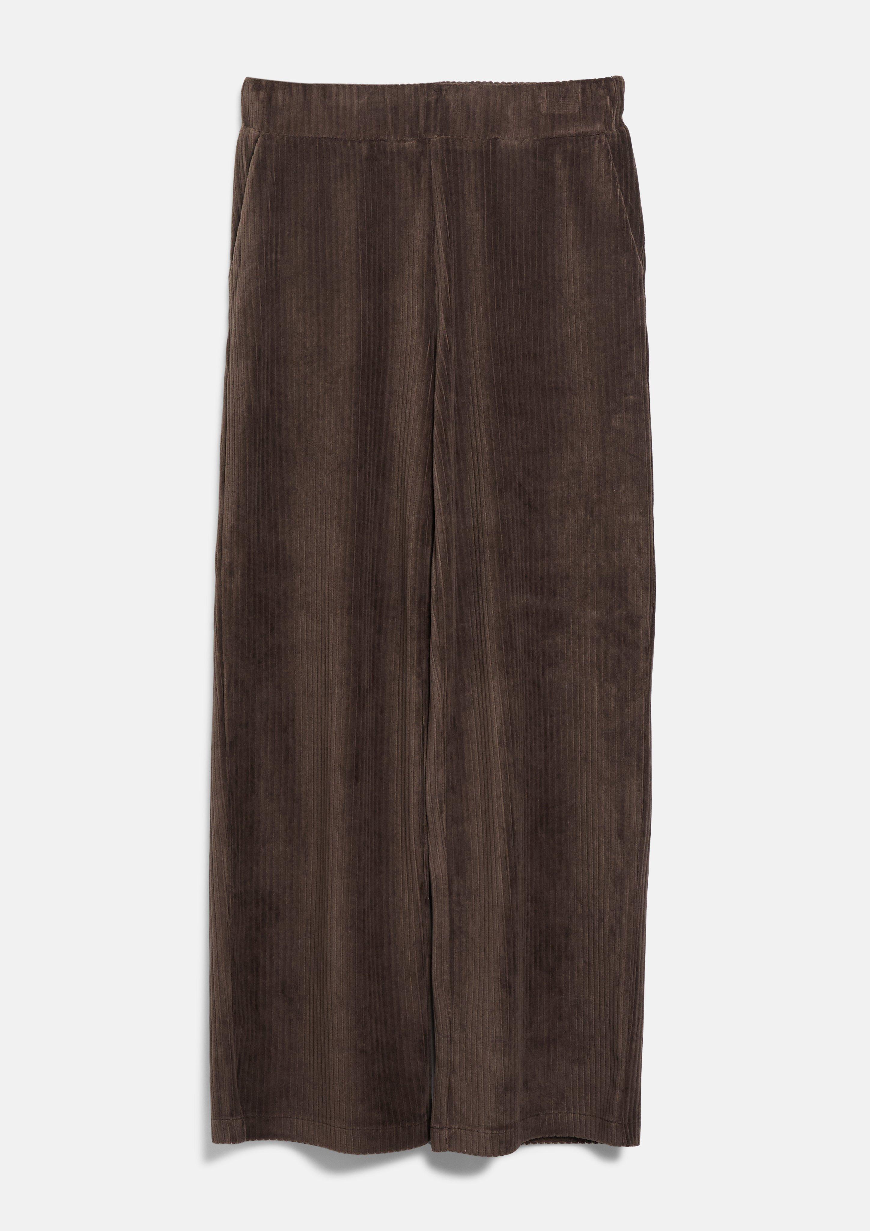 Soepelvallende broek van jersey-corduroy in donkerbruin van s.Oliver