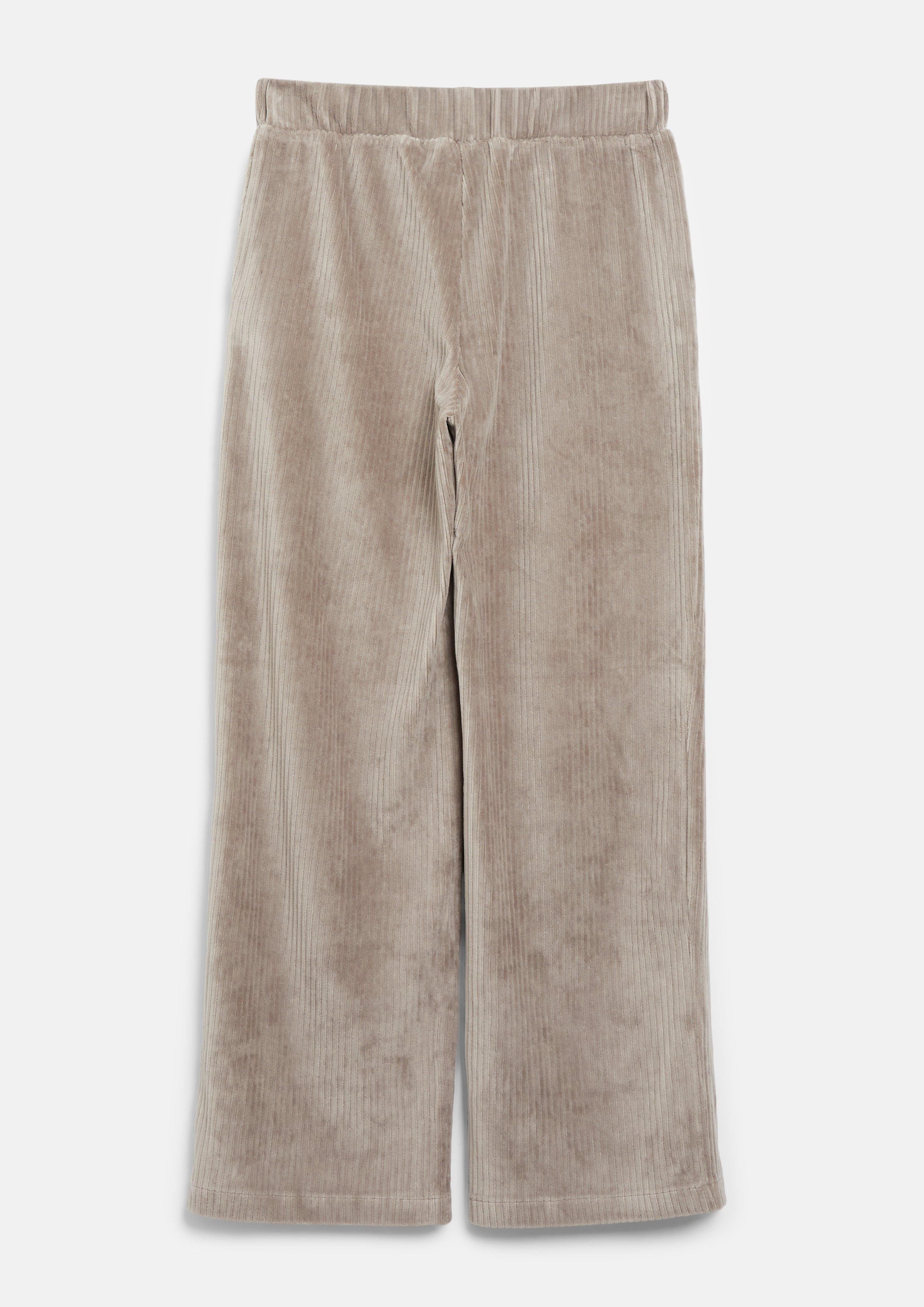 Femmes Pantalon fluide en jersey de velours côtelé en brun de s.Oliver