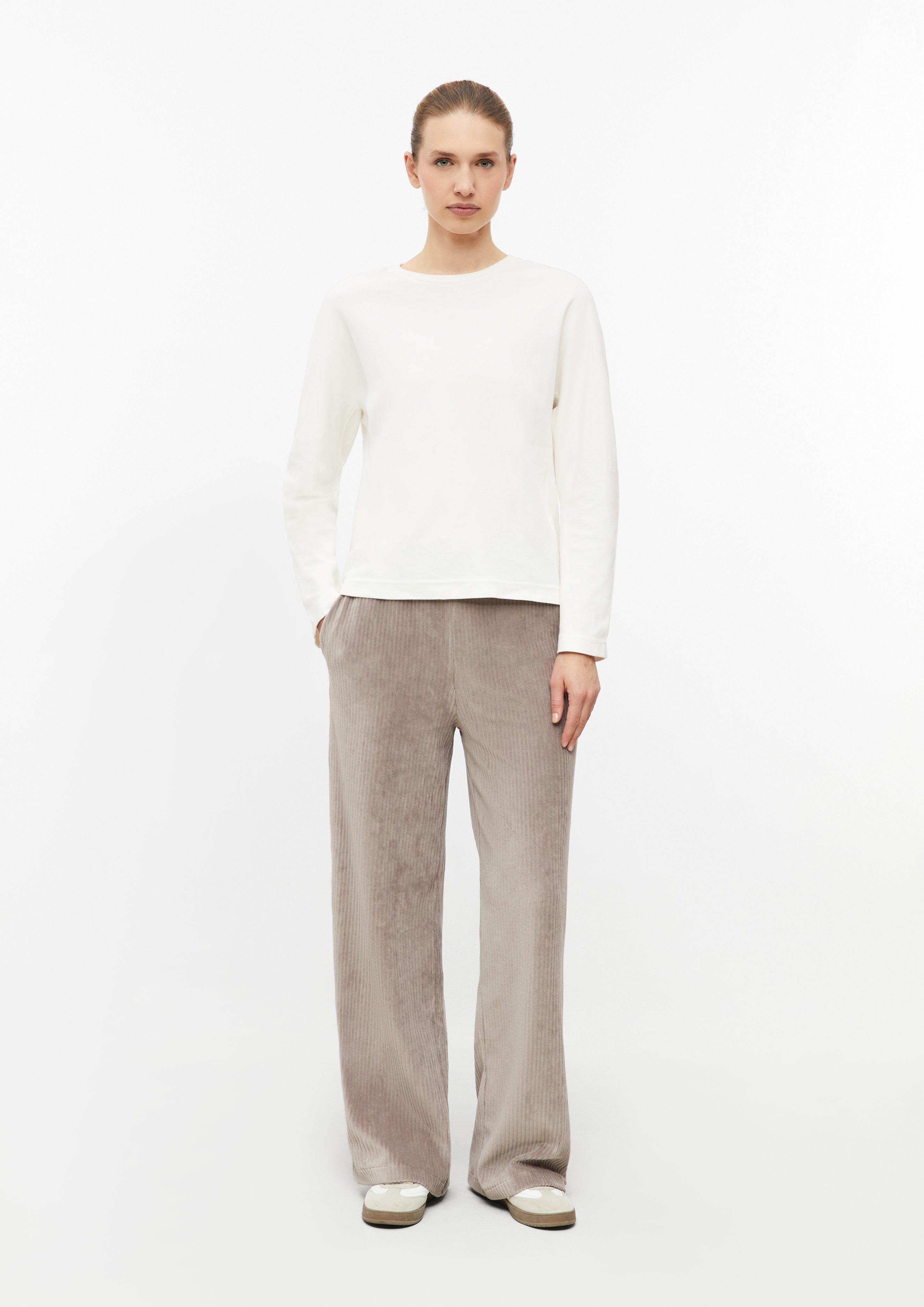 Soepelvallende broek van jersey-corduroy in lichtbruin van s.Oliver