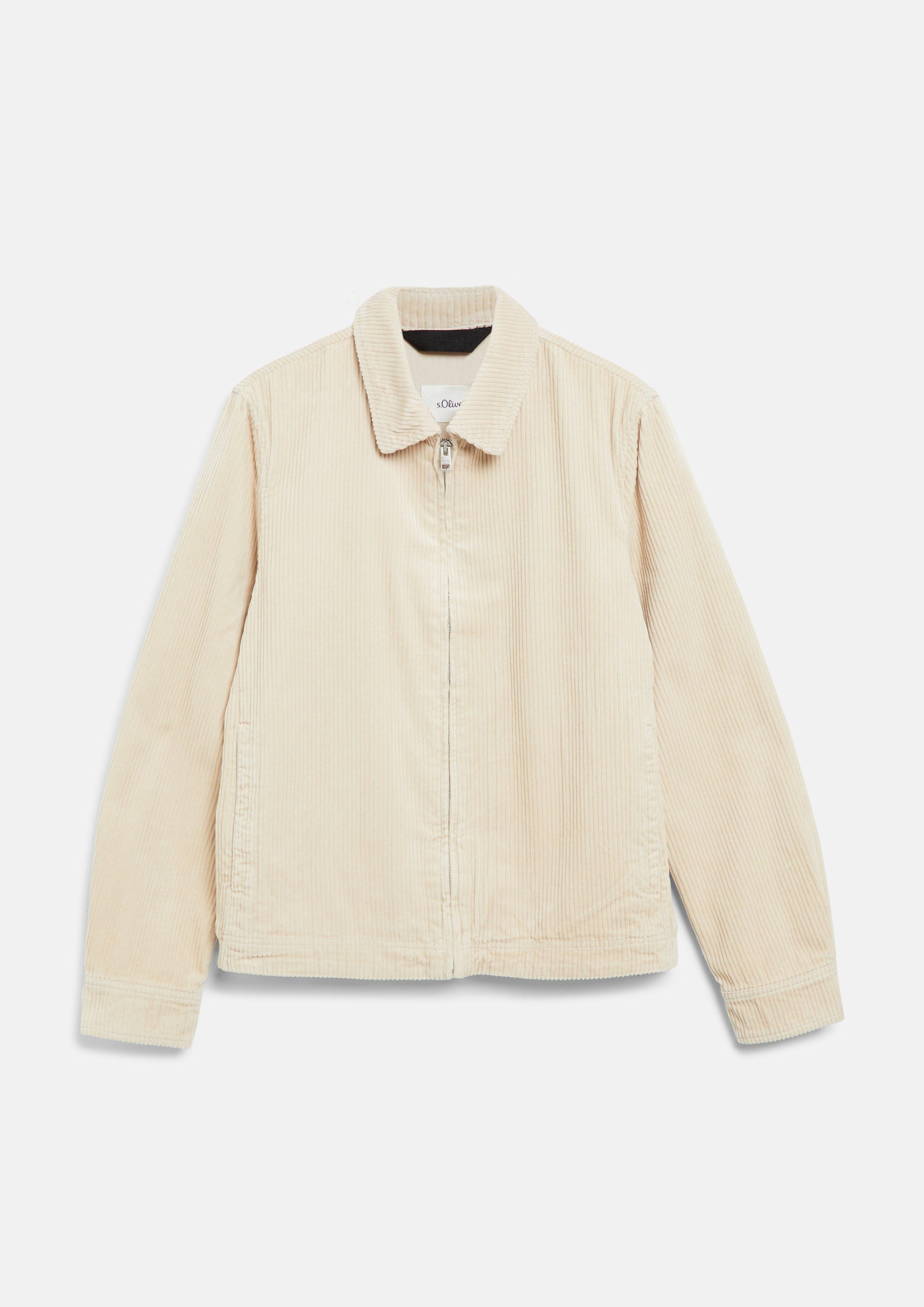 Cotton corduroy jacket in beige by s.Oliver