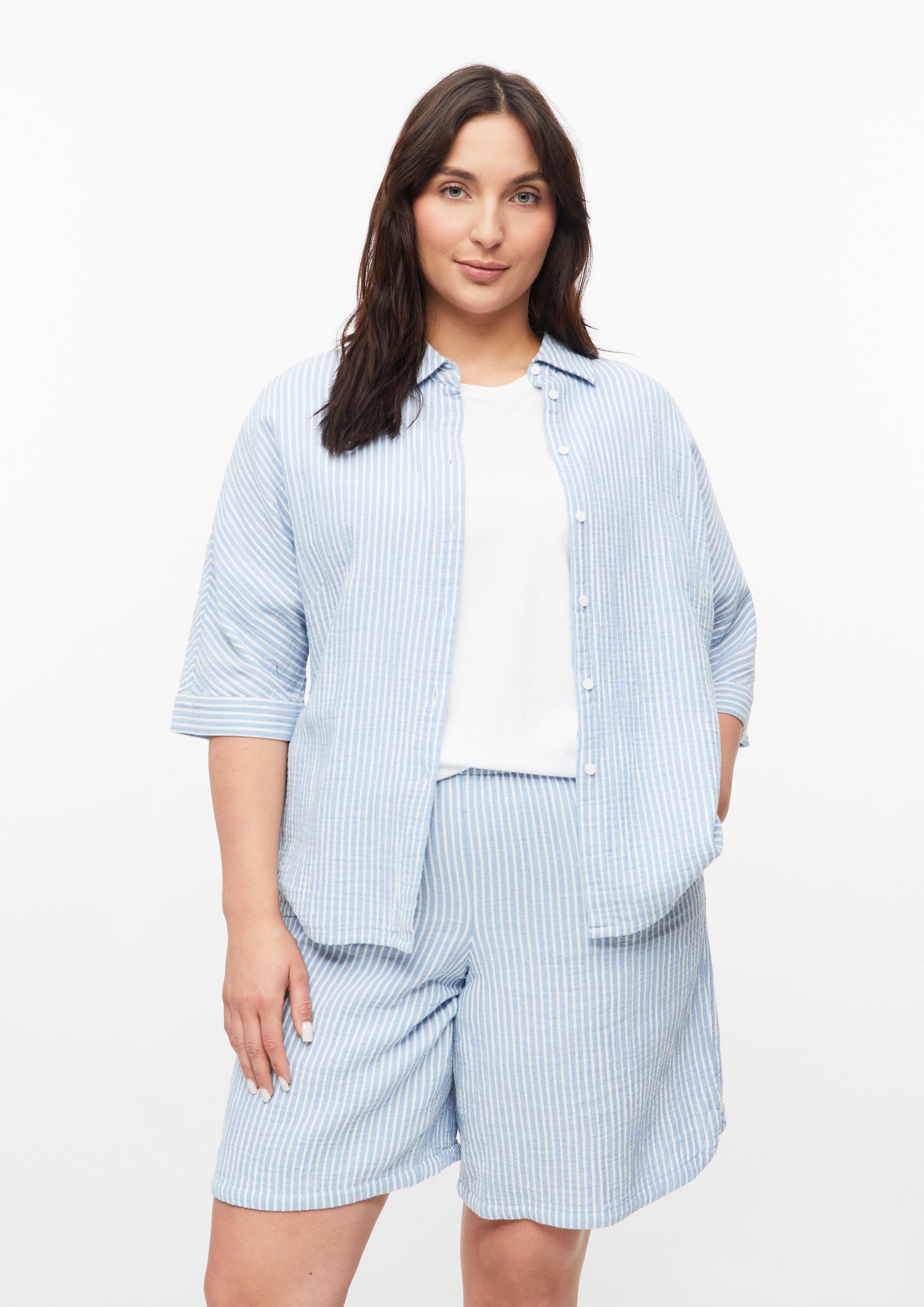 Femmes Blouse en mousseline avec manches chauve-souris en bleu de s.Oliver CURVE