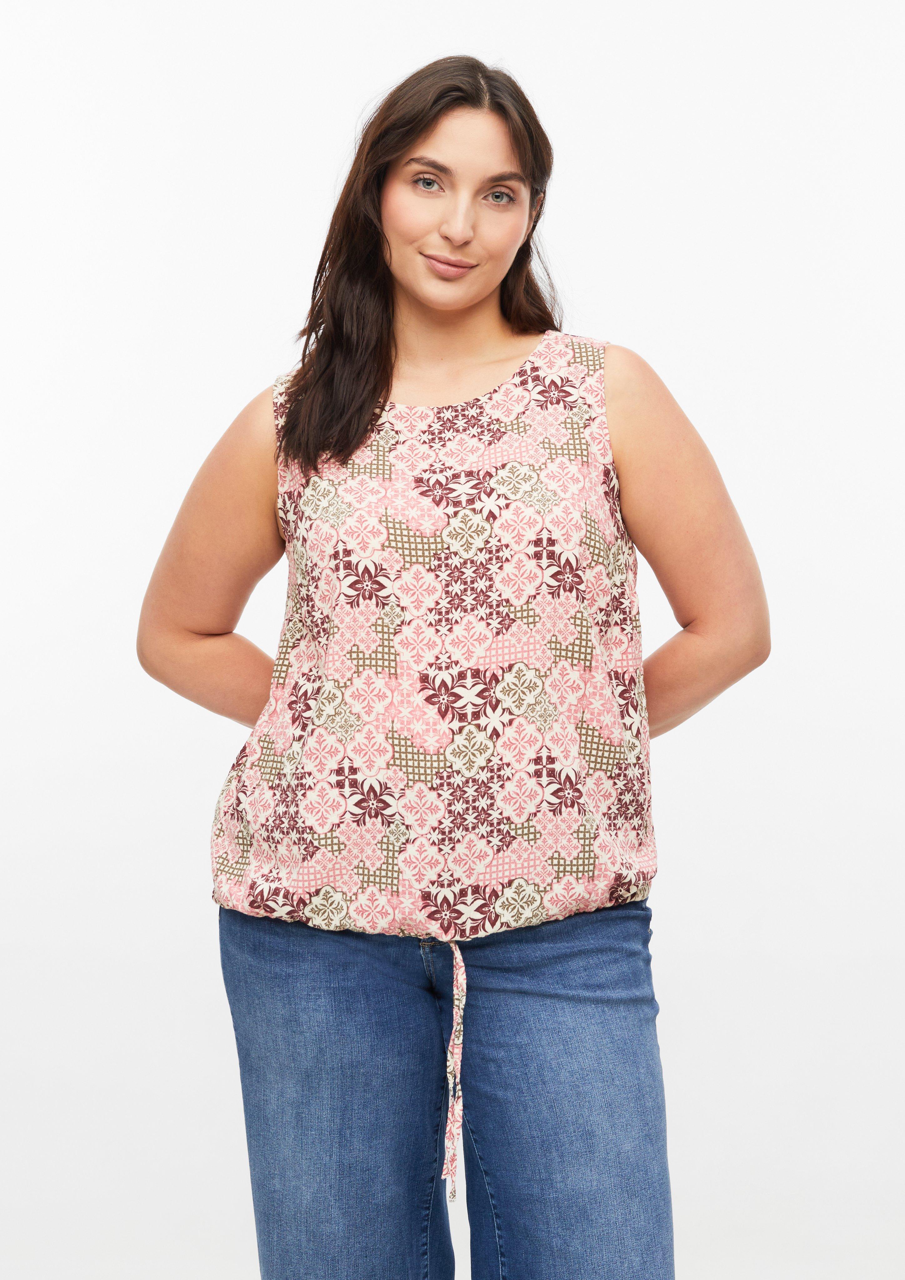 Women Viscose blend top with adjustable waistband in bordeaux by s.Oliver CURVE