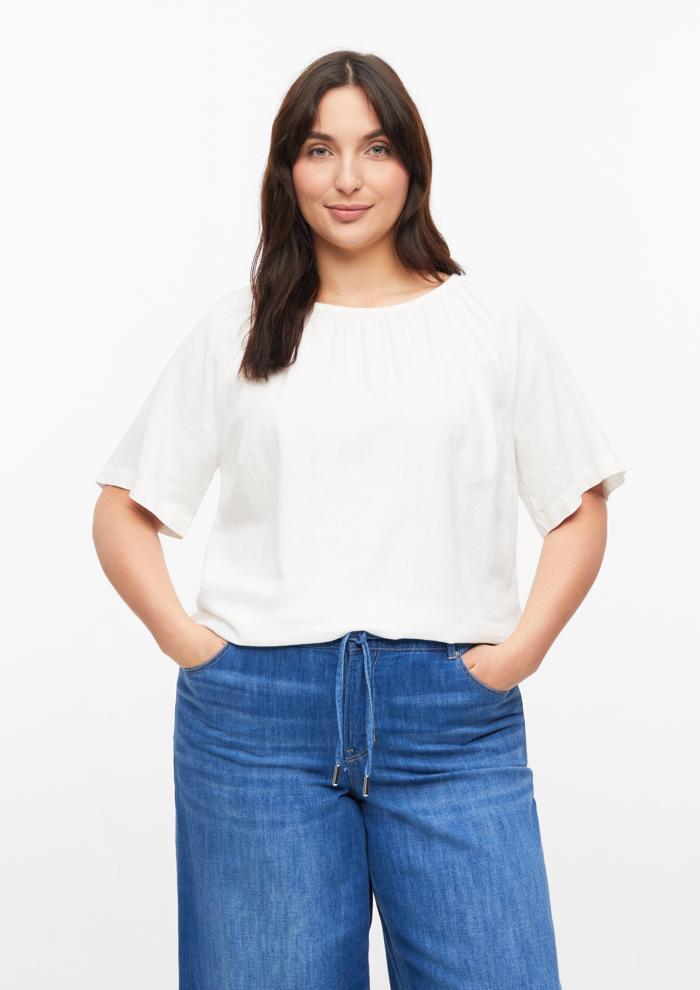 Damen Leinenmixbluse mit Raffungen in weiß von s.Oliver CURVE