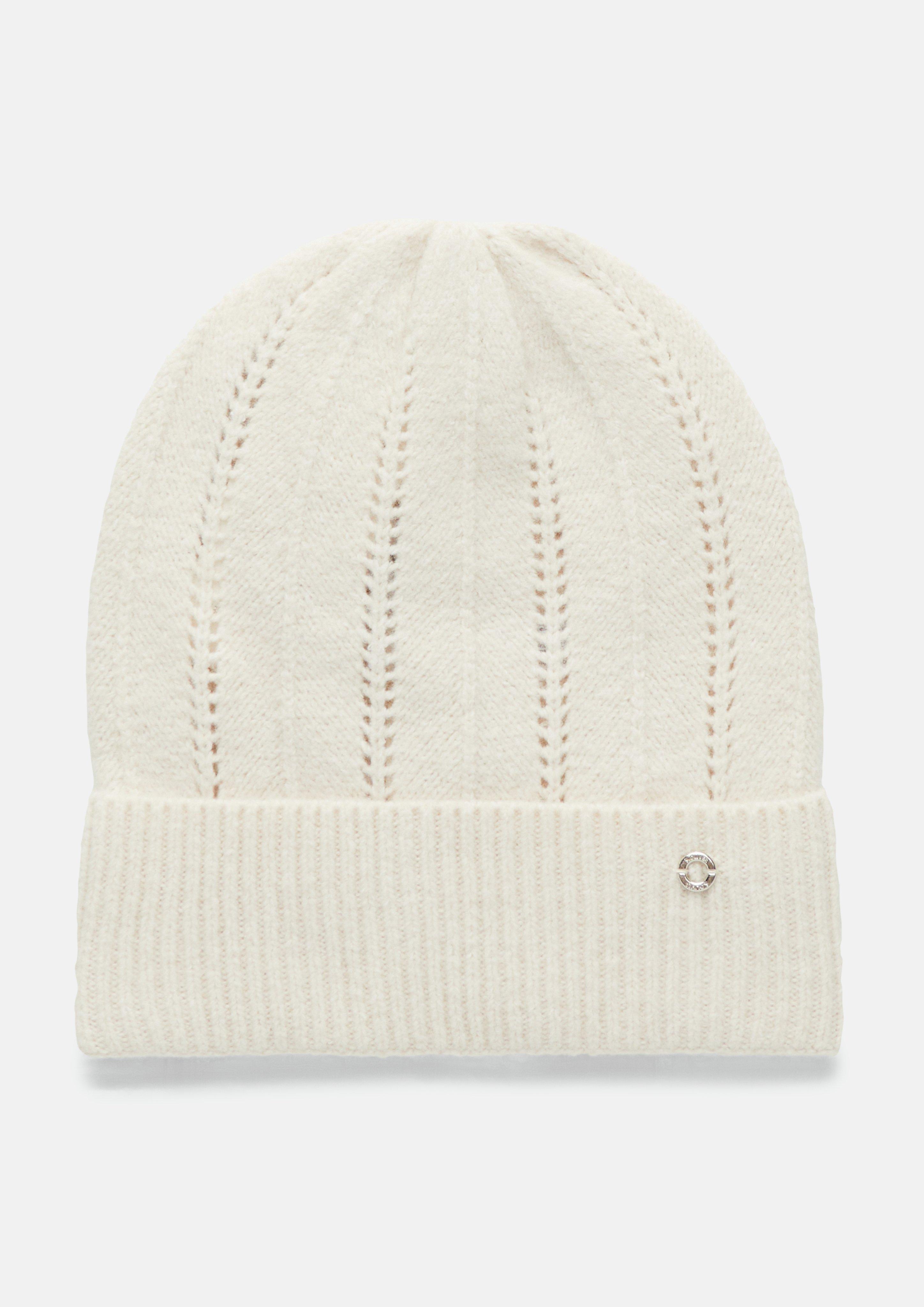 Mütze aus Ajourstrick mit wärmendem Futter in Farbe helles beige von s.Oliver