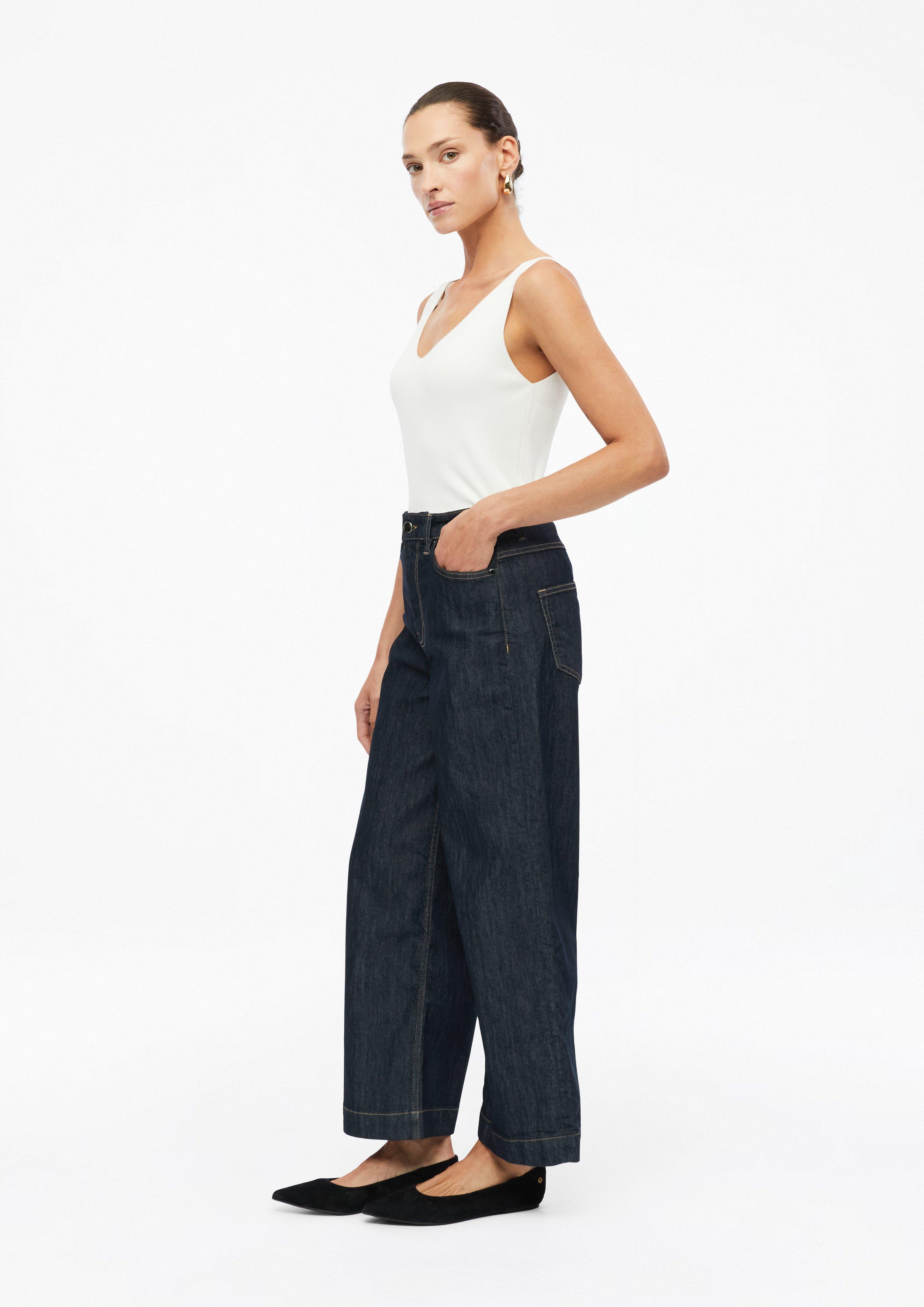 Damen Cropped-Jeans Suri / Regular Fit / High Rise / Wide Leg in blau von s.Oliver BLACK LABEL