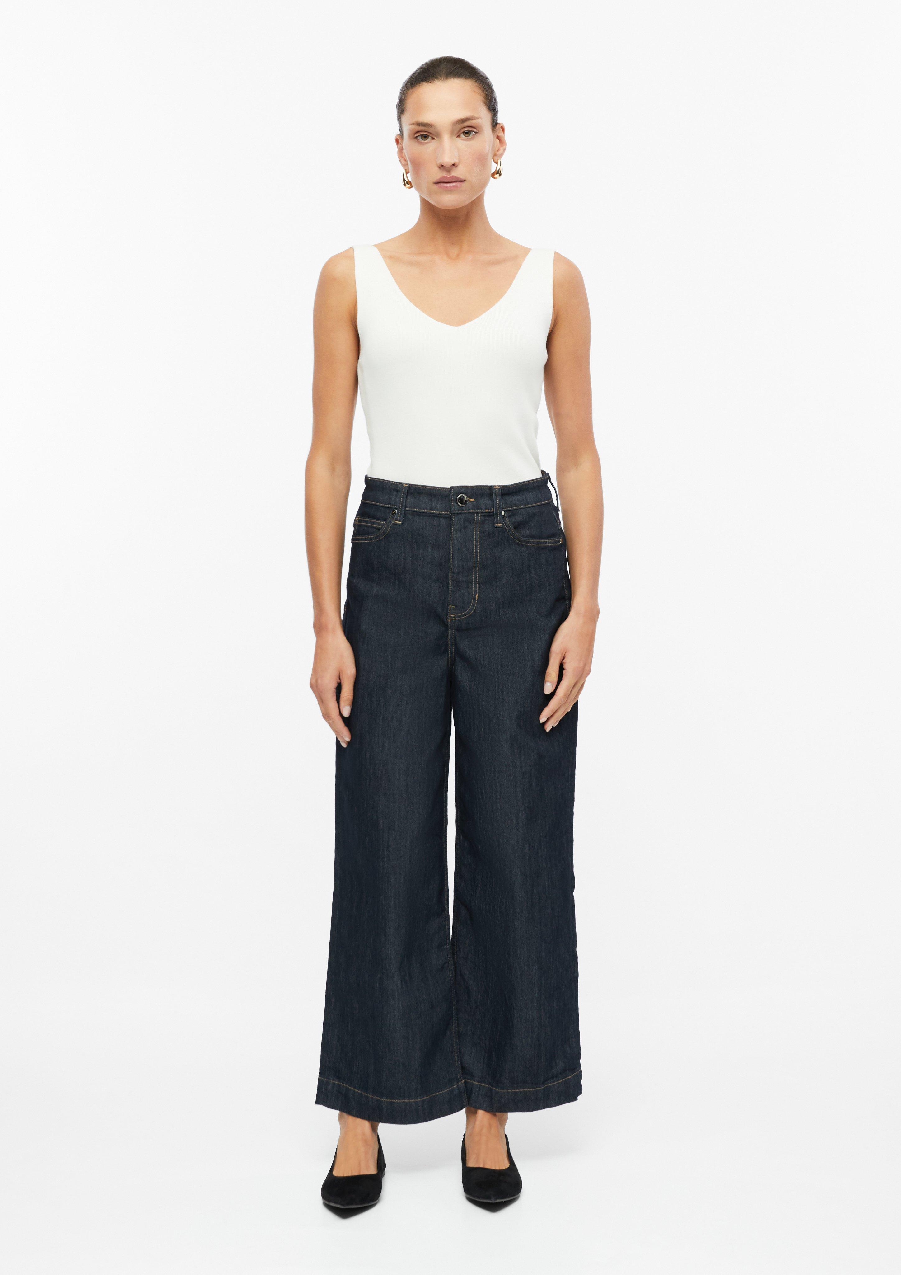 Damen Cropped-Jeans Suri / Regular Fit / High Rise / Wide Leg in dunkelblau von s.Oliver BLACK LABEL