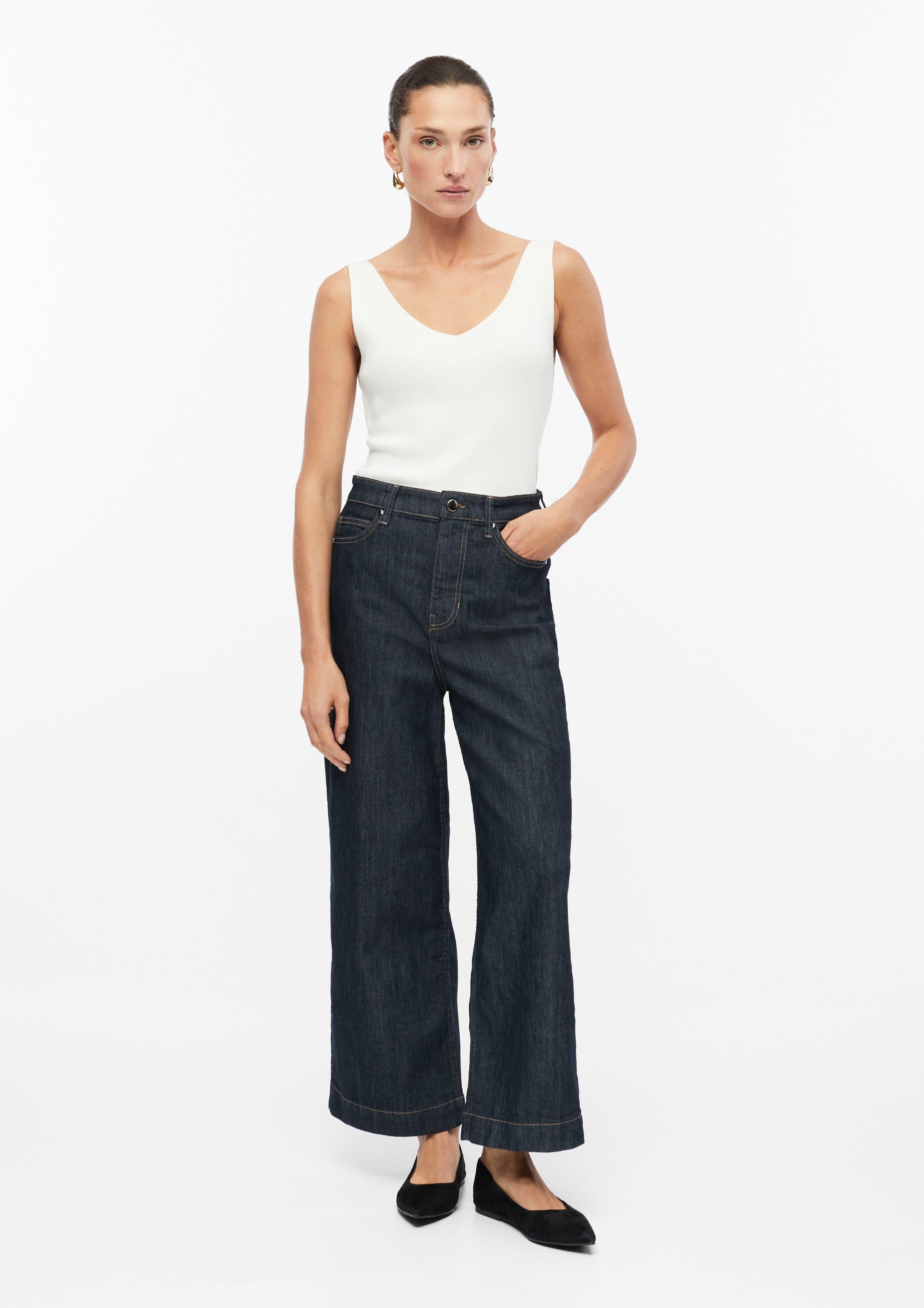 Damen Cropped-Jeans Suri / Regular Fit / High Rise / Wide Leg in blau von s.Oliver BLACK LABEL