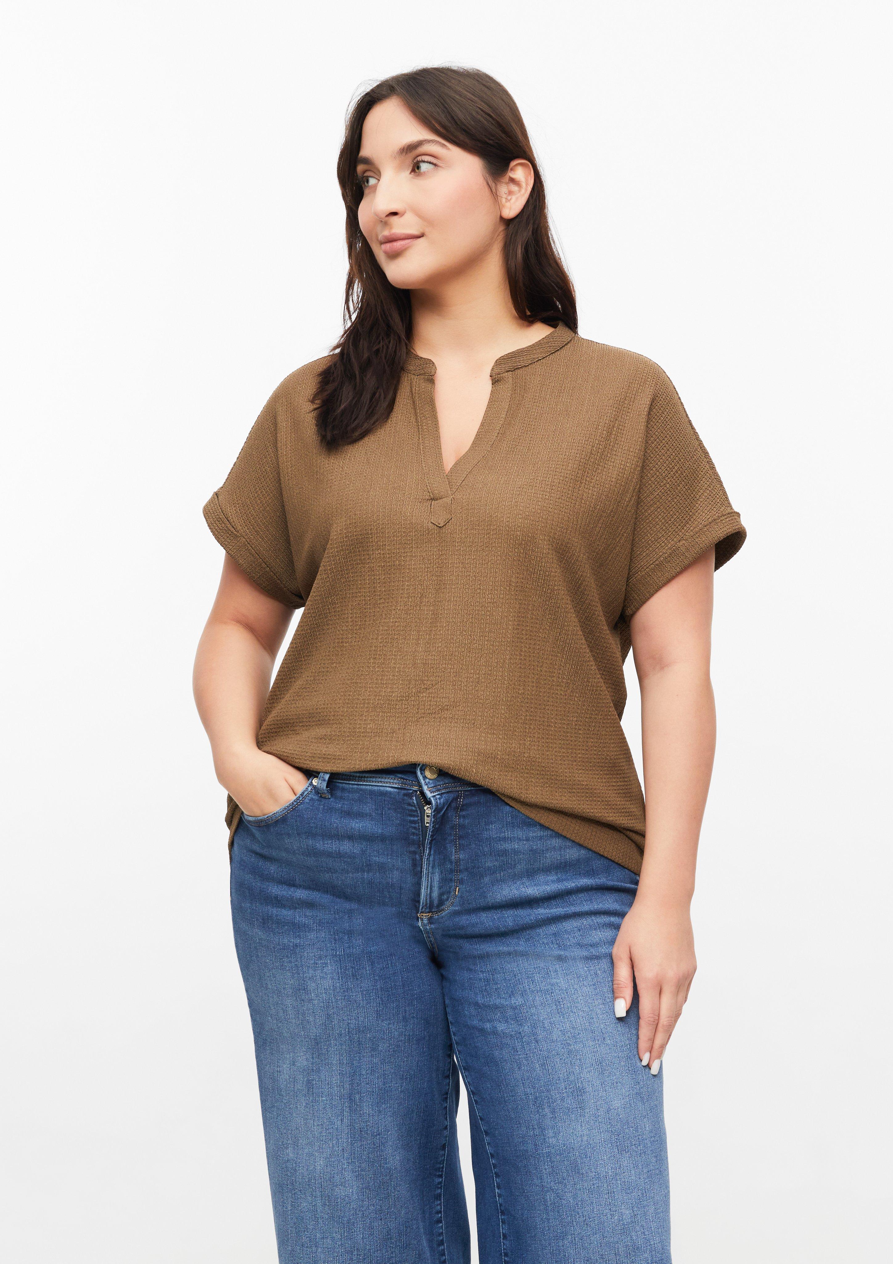 Damen Strukturiertes T-Shirt in braun von s.Oliver CURVE