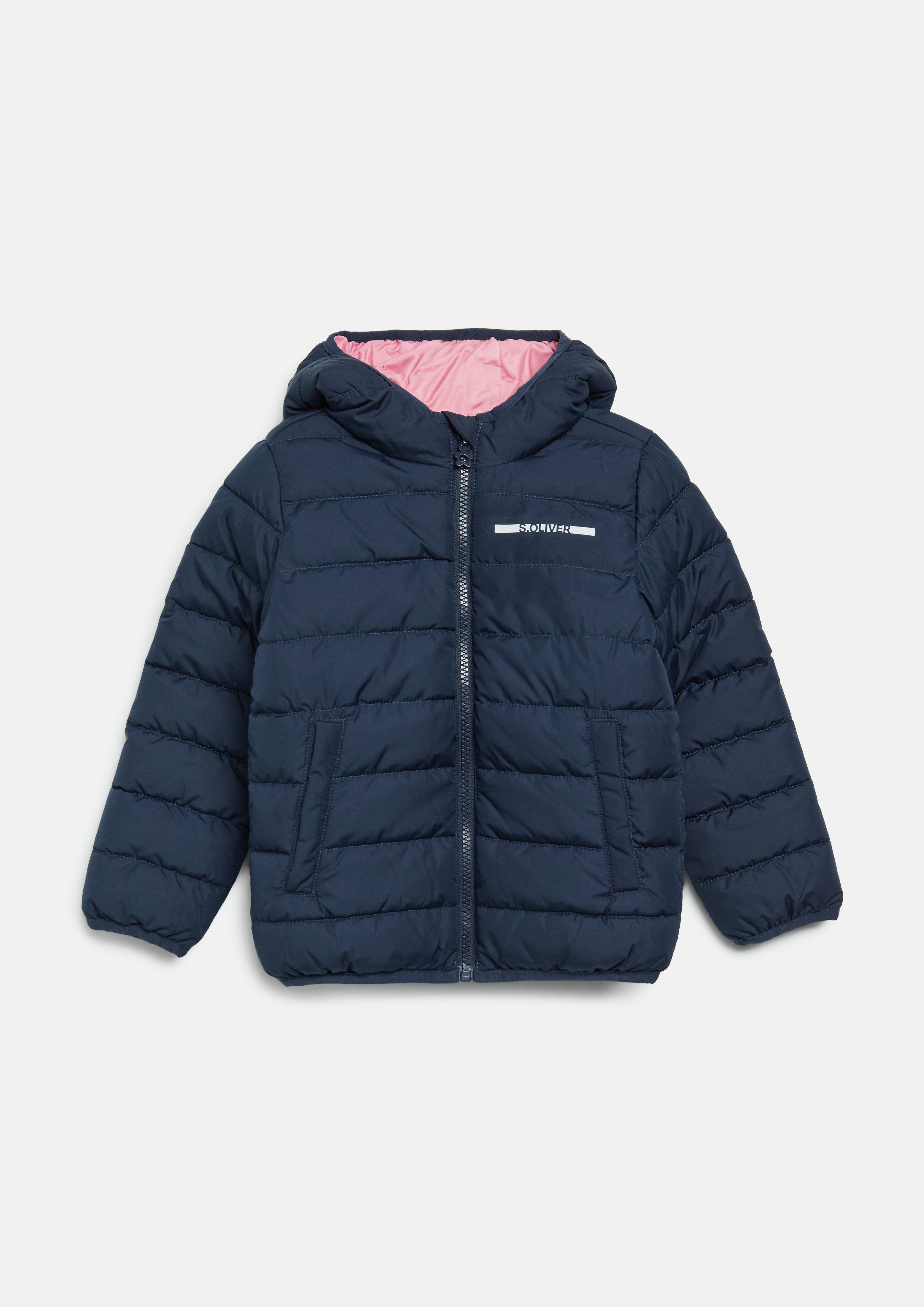 Lightly padded unisex jacket with a hood in navy by s.Oliver