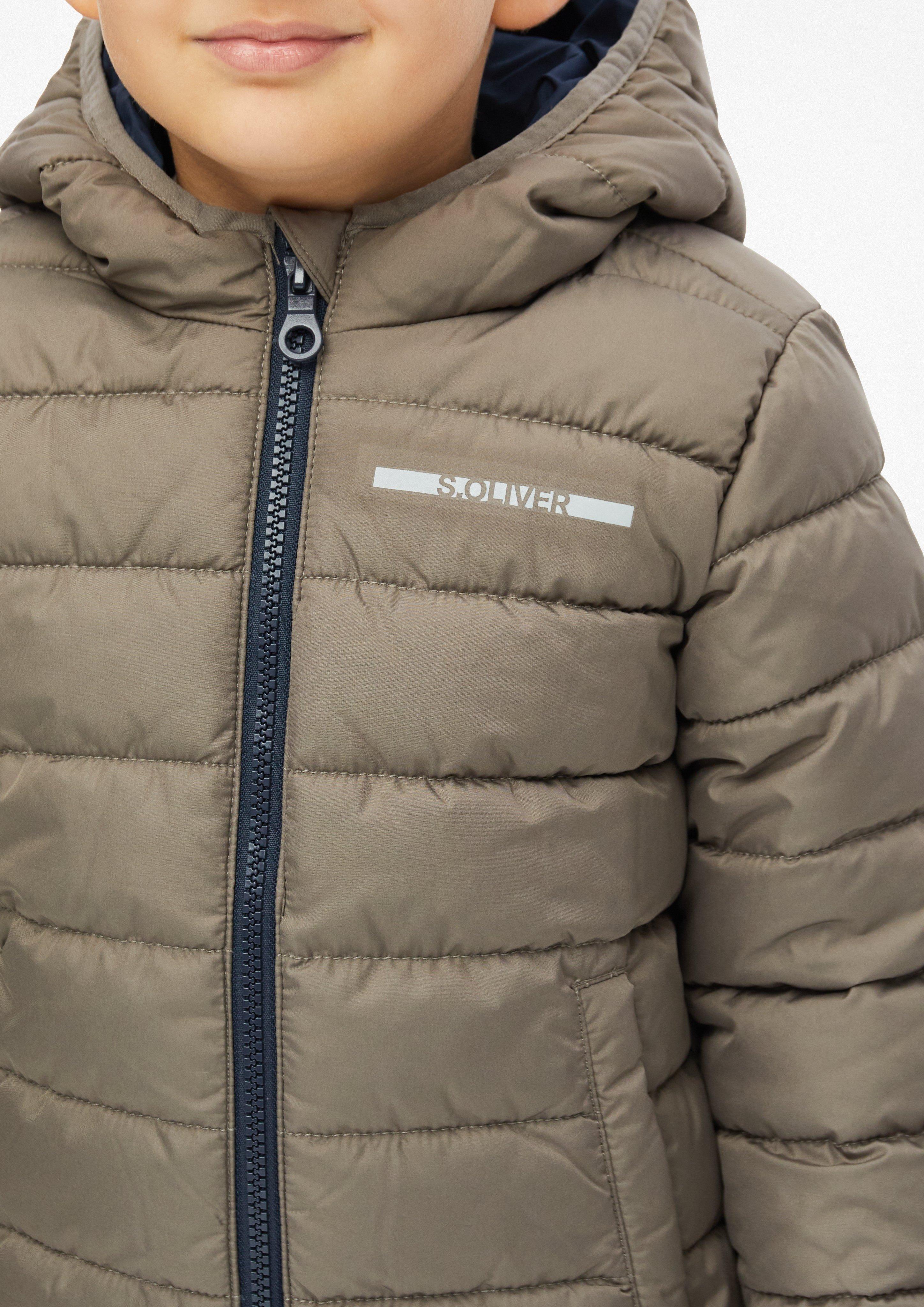 Kids Lightly padded unisex jacket with a hood in brown by s.Oliver
