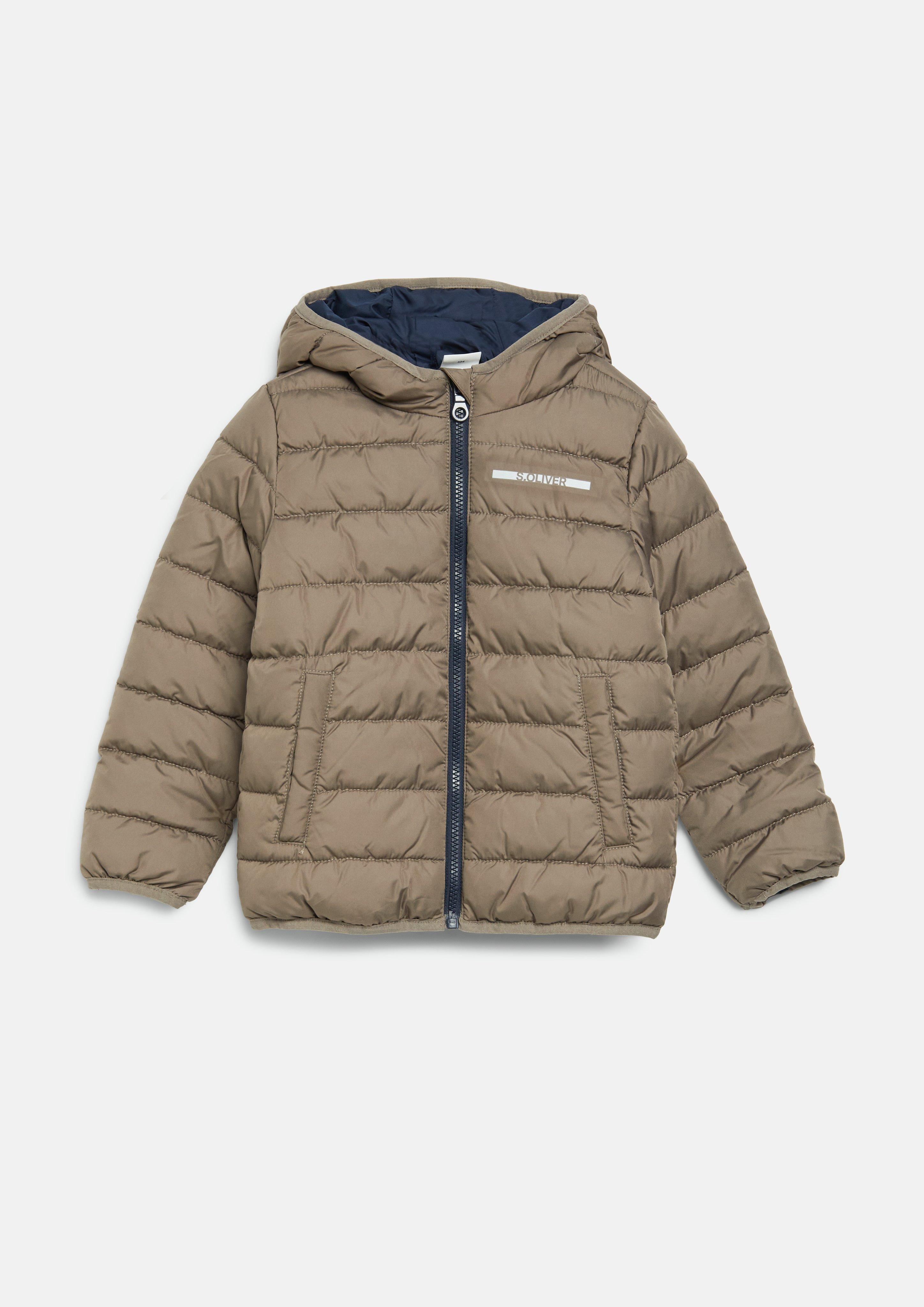 Kids Lightly padded unisex jacket with a hood in brown by s.Oliver