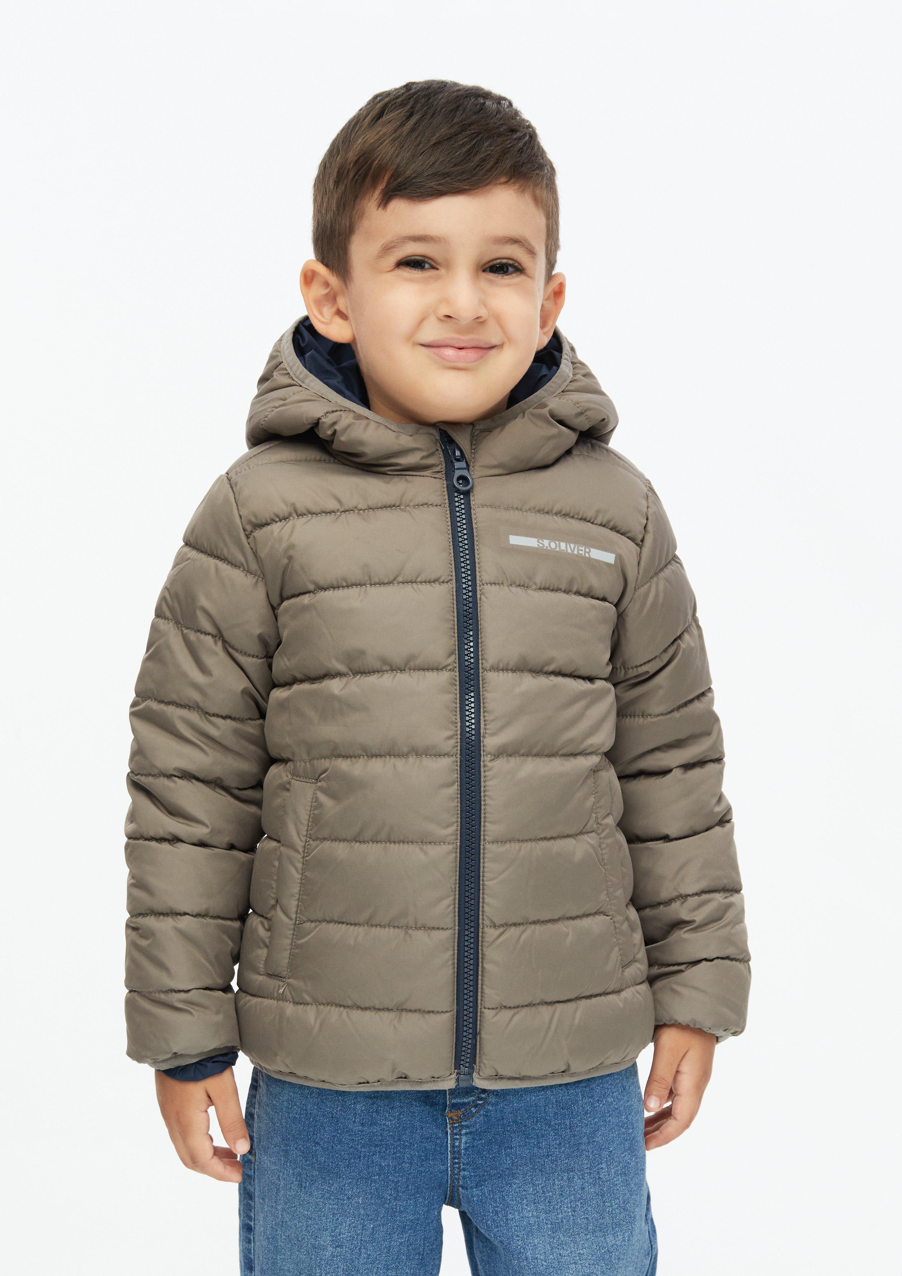 Kids Lightly padded unisex jacket with a hood in brown by s.Oliver