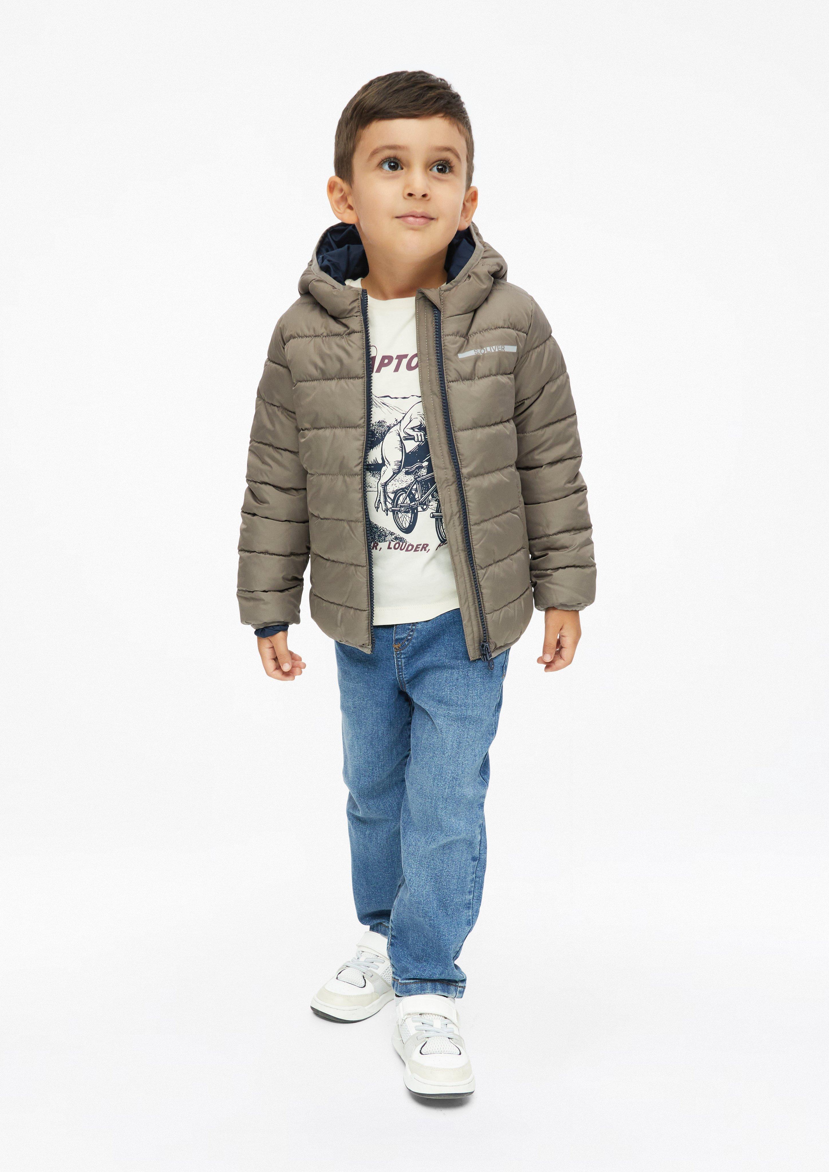 Kids Lightly padded unisex jacket with a hood in brown by s.Oliver