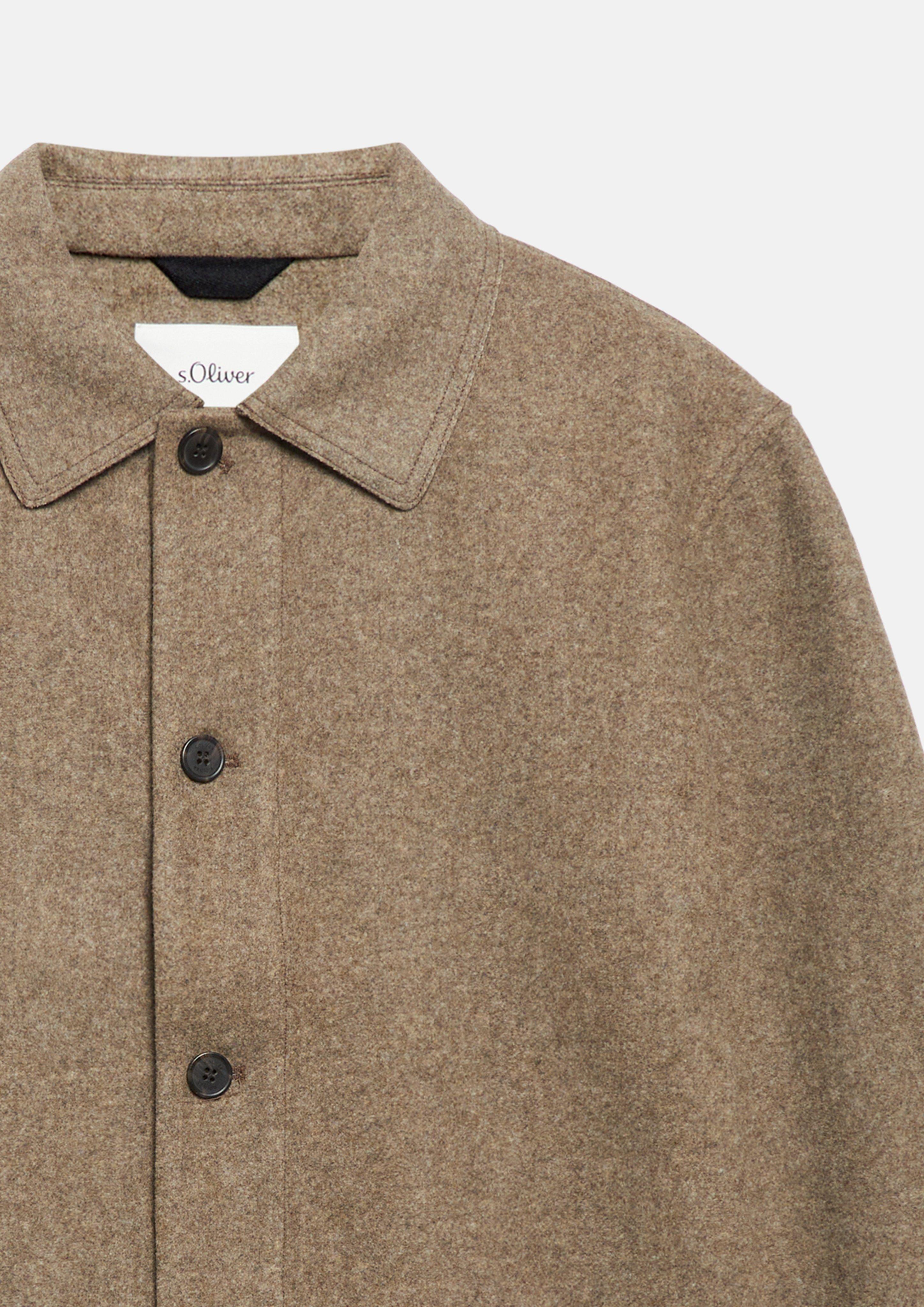 Men Wool-look jacket with side pockets in brown by s.Oliver