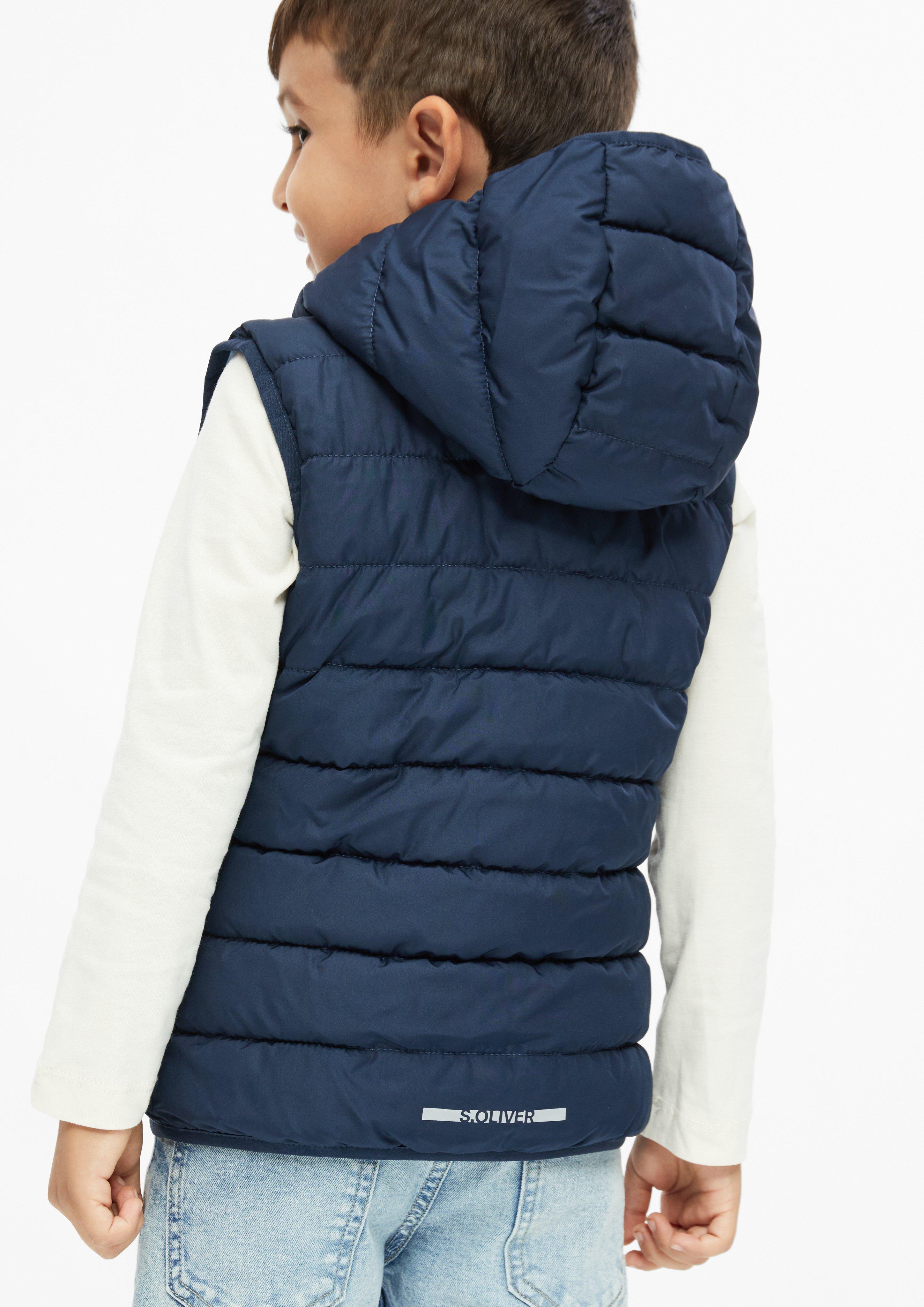 Junior Waterafstotend unisex outdoor-vest met capuchon in blauw van s.Oliver
