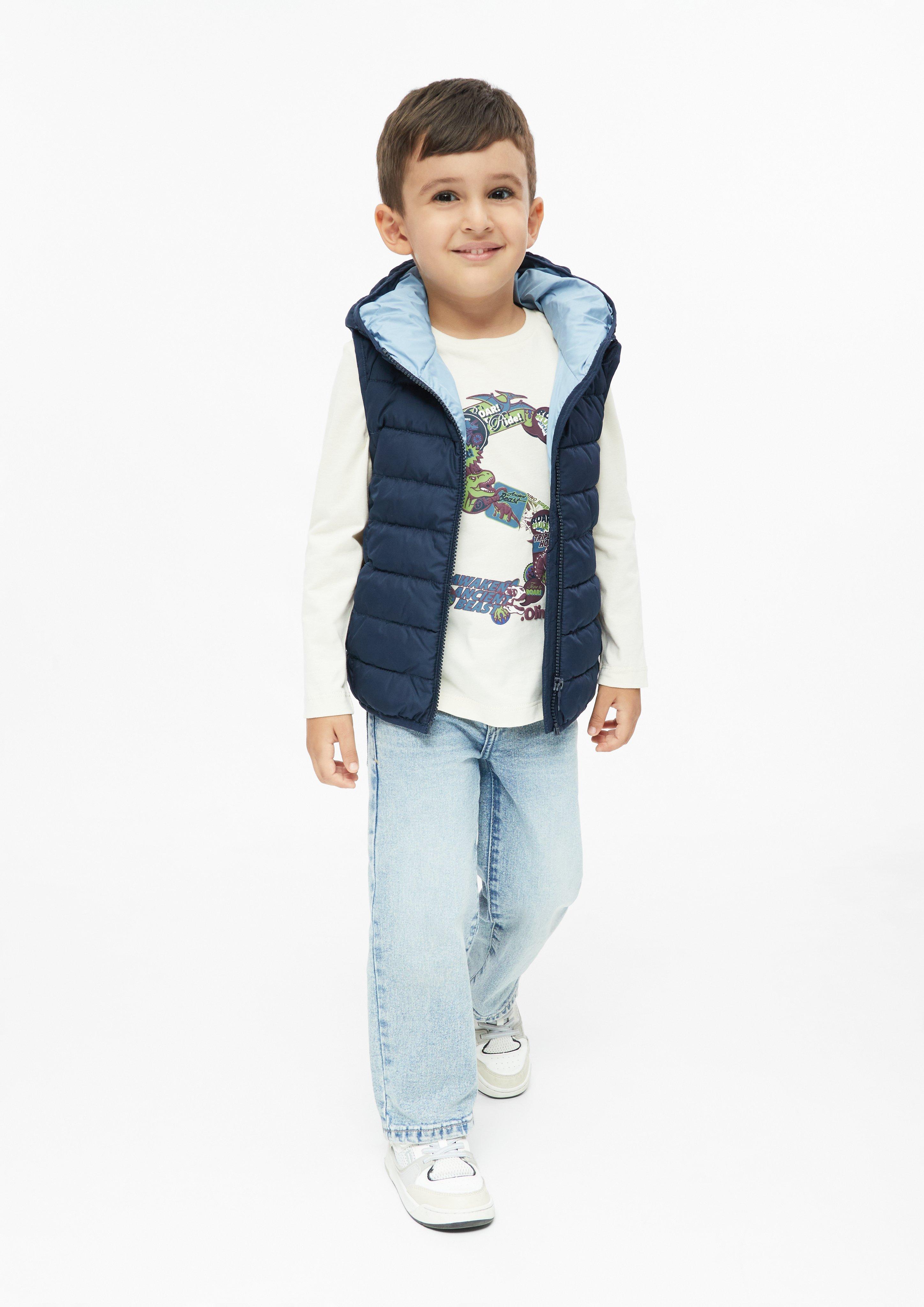 Junior Waterafstotend unisex outdoor-vest met capuchon in blauw van s.Oliver