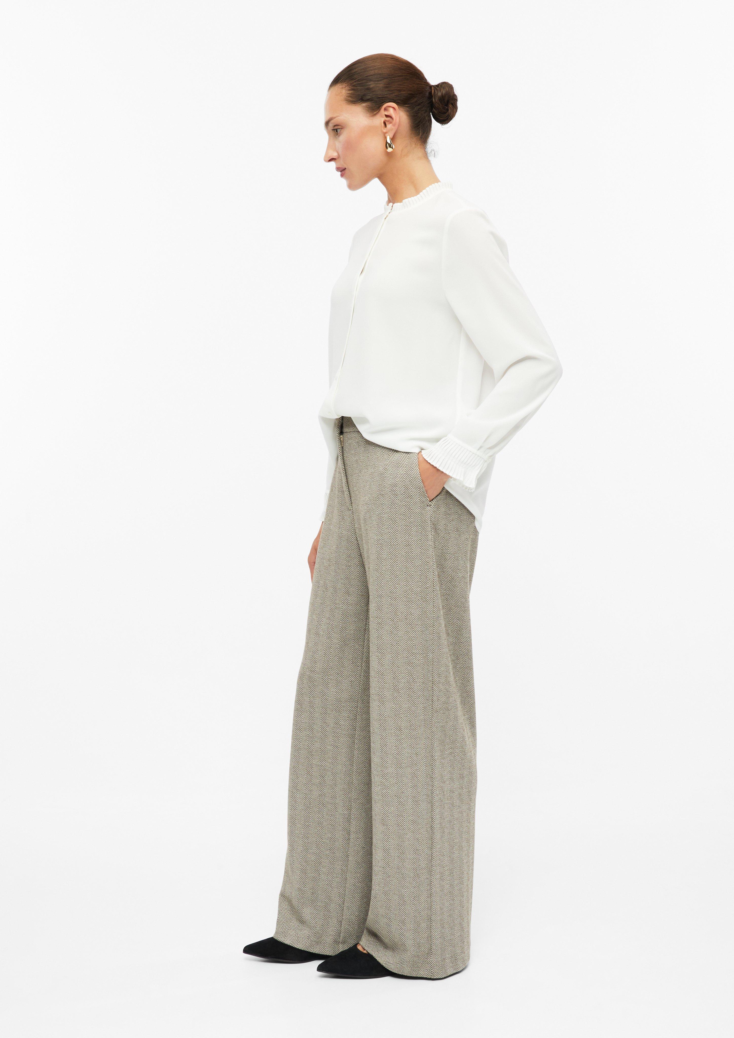 Women Wide-leg pants with a herringbone pattern in brown by s.Oliver BLACK LABEL