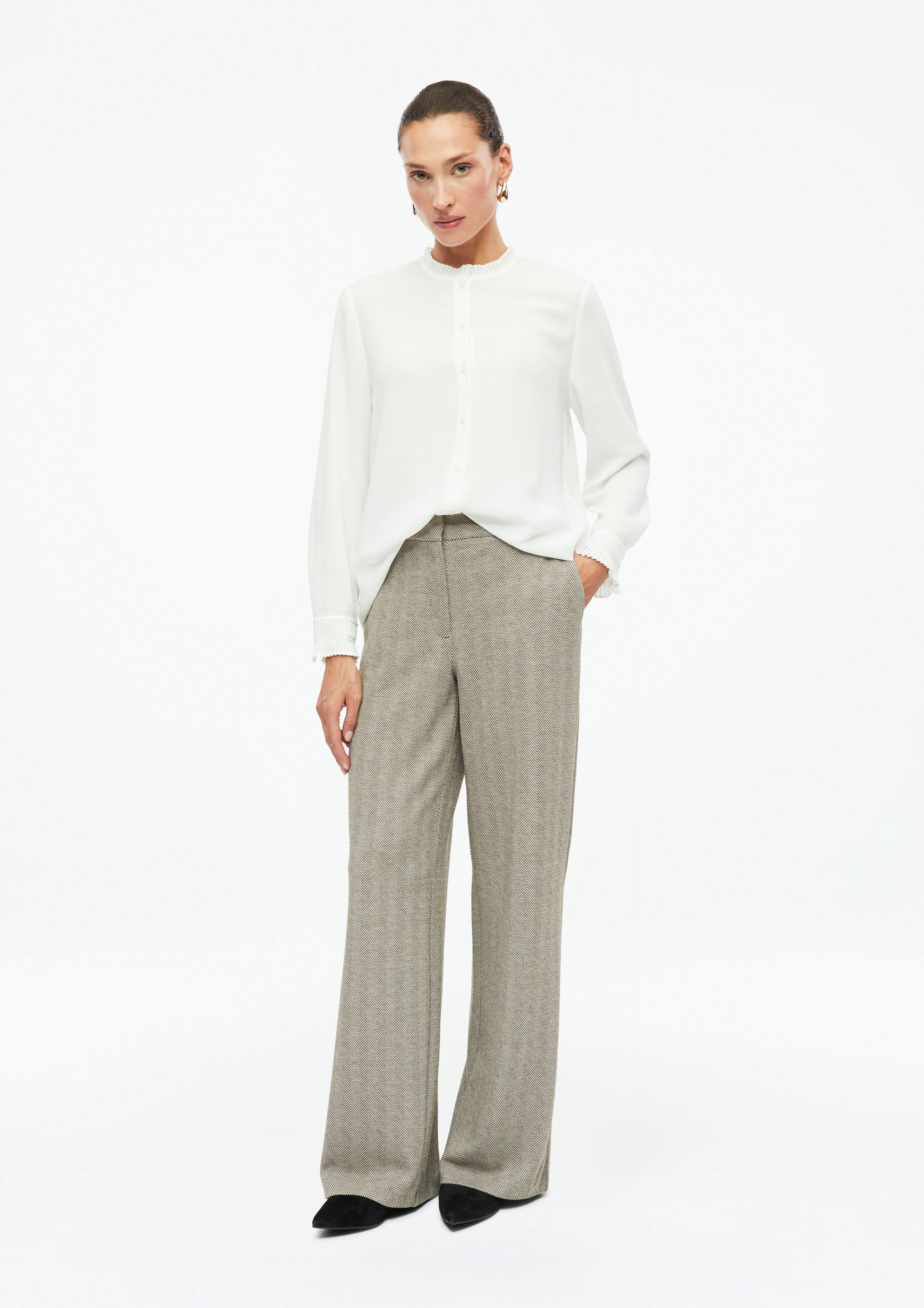 Women Wide-leg pants with a herringbone pattern in brown by s.Oliver BLACK LABEL