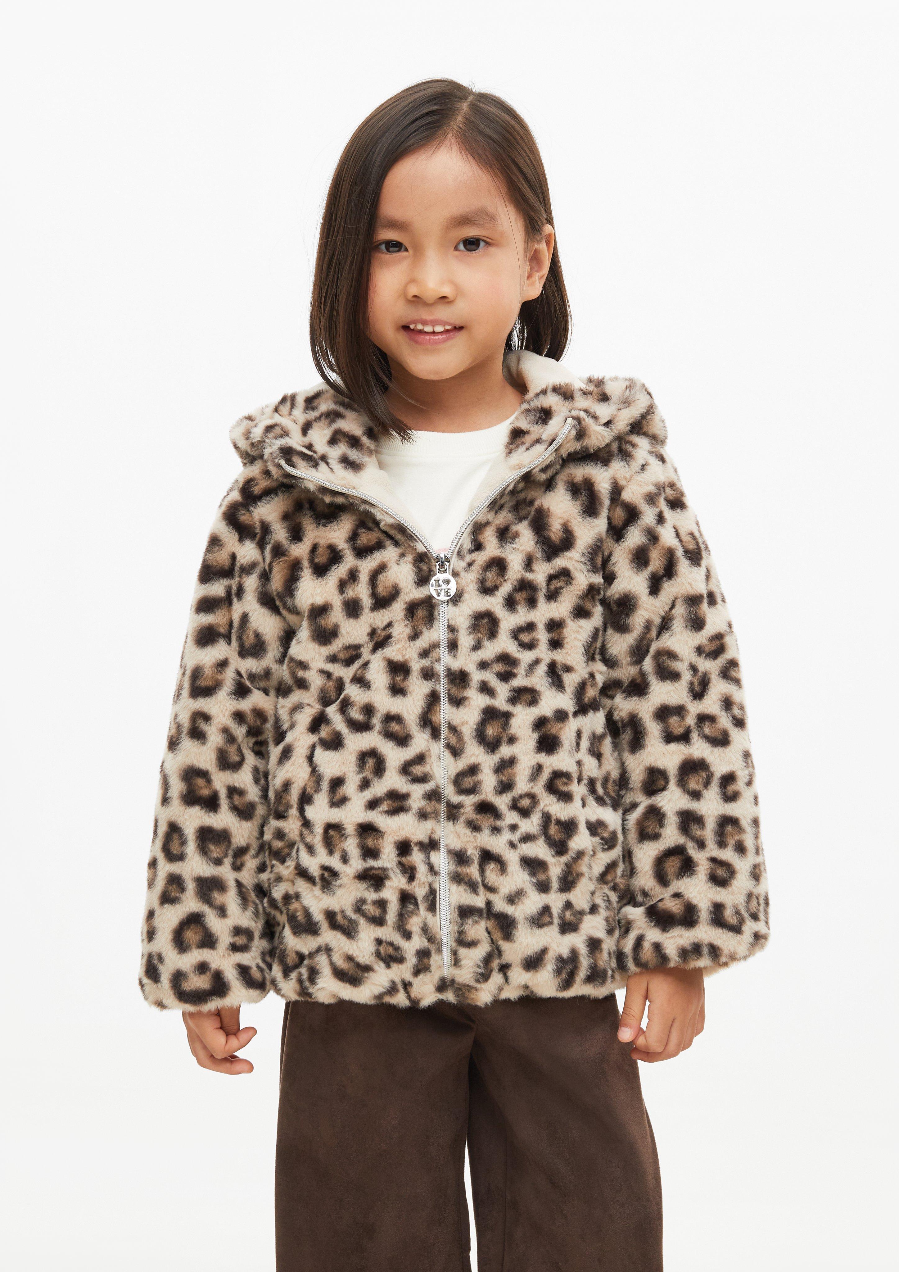 Teddy-pluchejas met luipaardprint en fleecevoering in beige van s.Oliver