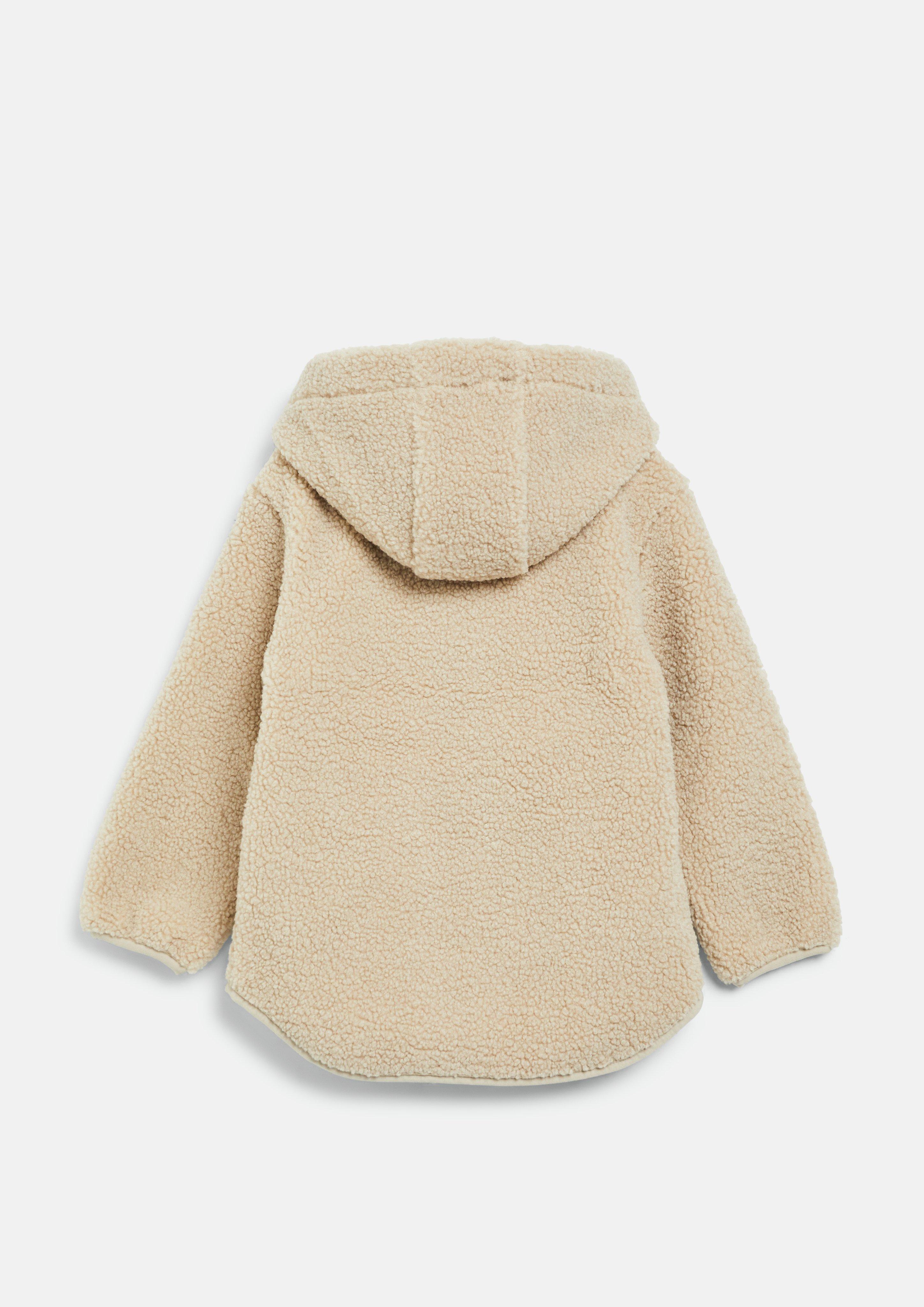 Junior Manteau en peluche avec doublure en polaire et capuche amovible en beige de s.Oliver
