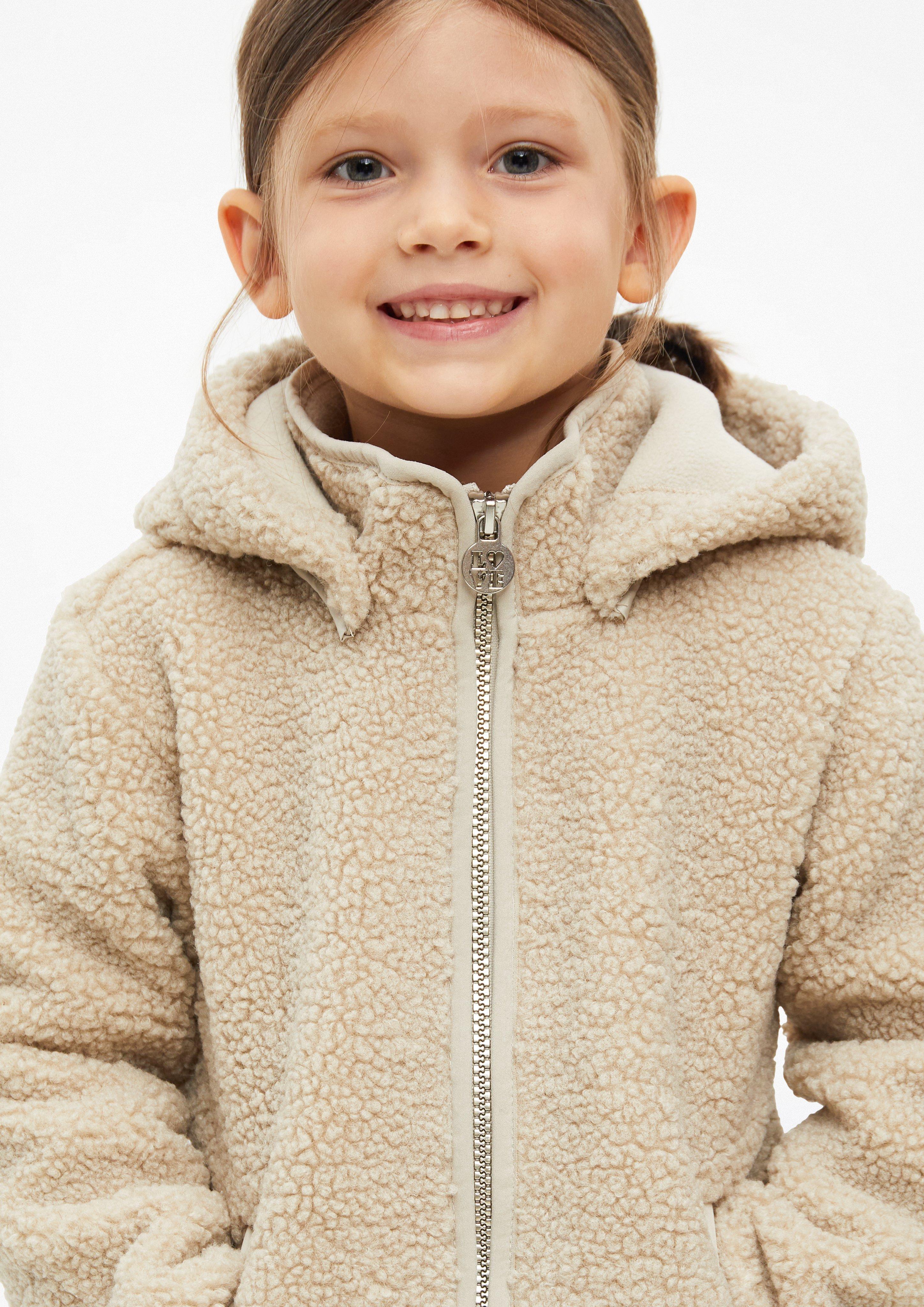 Junior Manteau en peluche avec doublure en polaire et capuche amovible en beige de s.Oliver