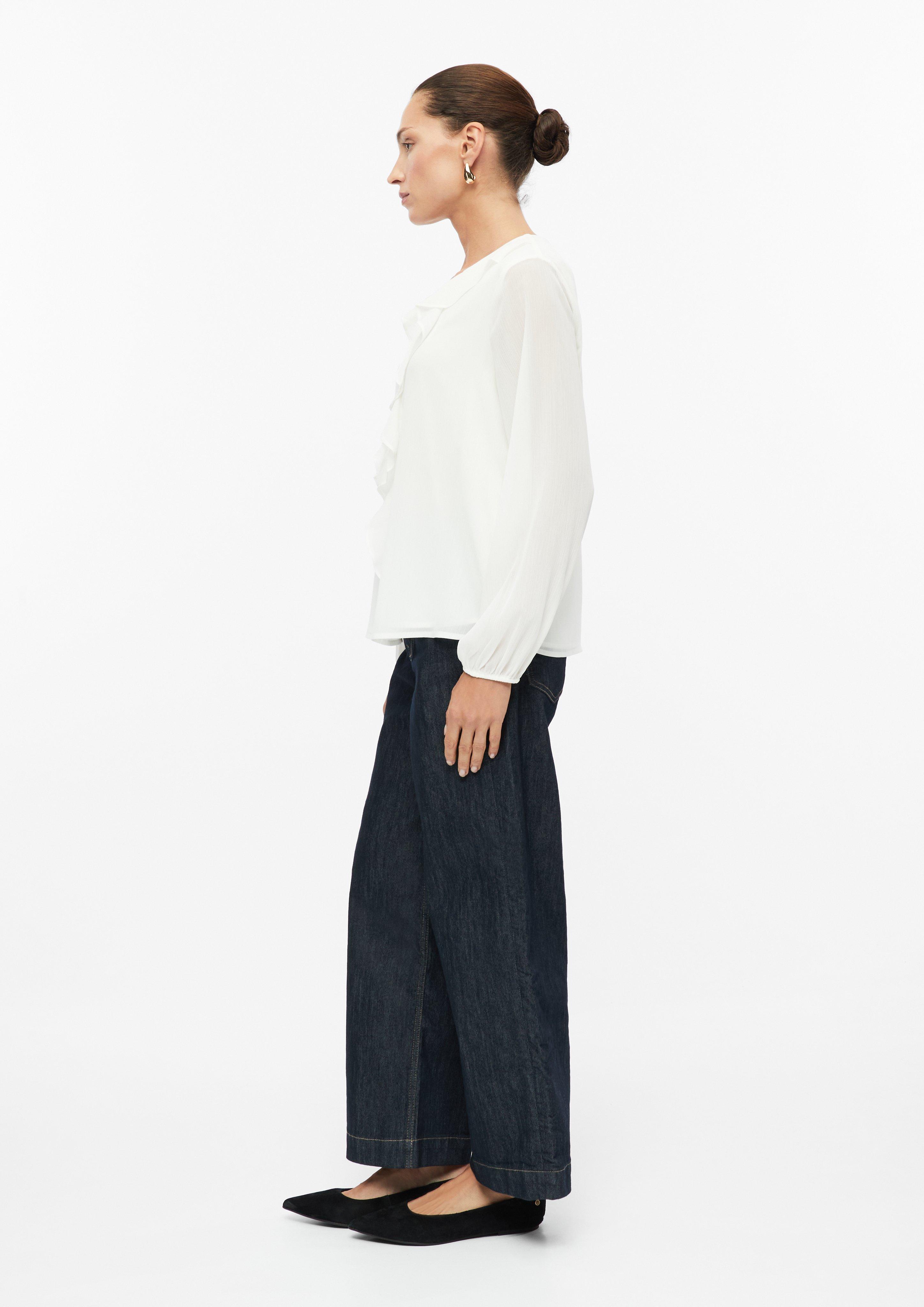 Femmes Chemisier en crêpe à volants en crème de s.Oliver BLACK LABEL