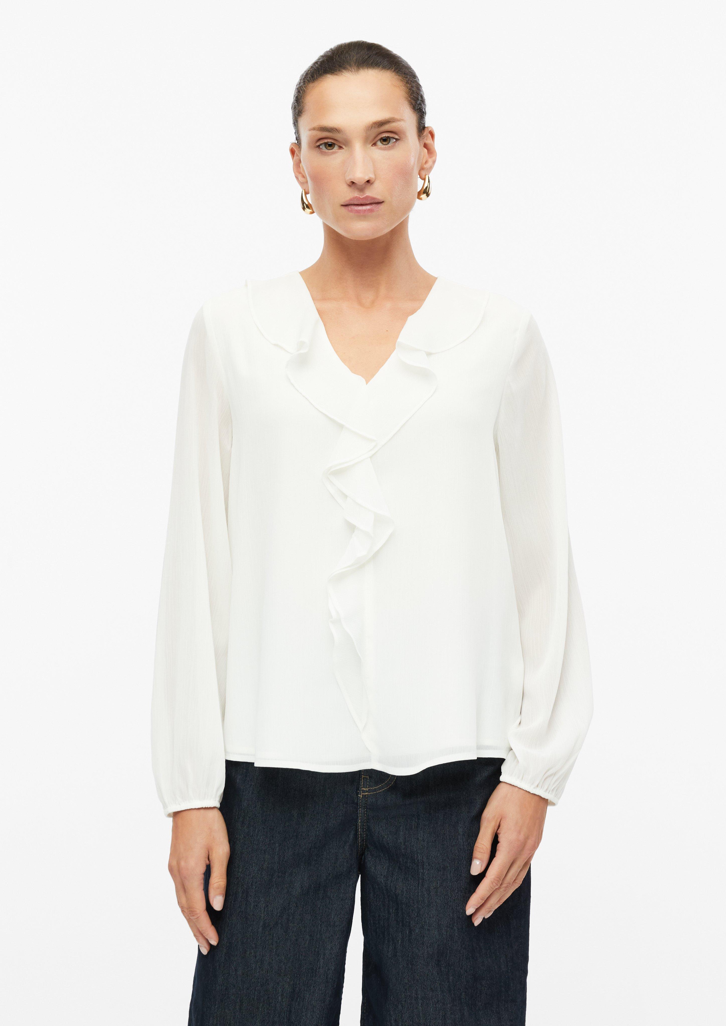 Women Crêpe Blouse with Ruffles in cream by s.Oliver BLACK LABEL
