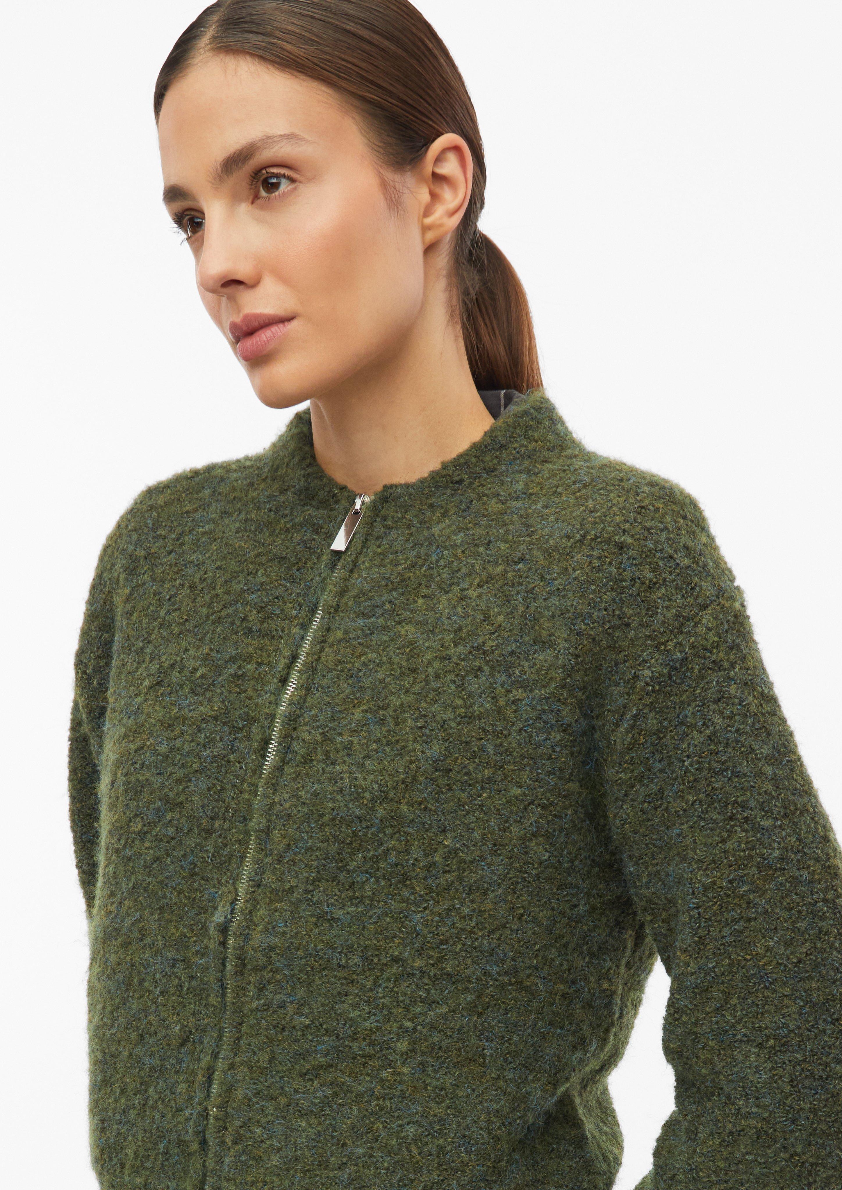Dames Gemêleerd bouclé-vest in olijfgroen van s.Oliver