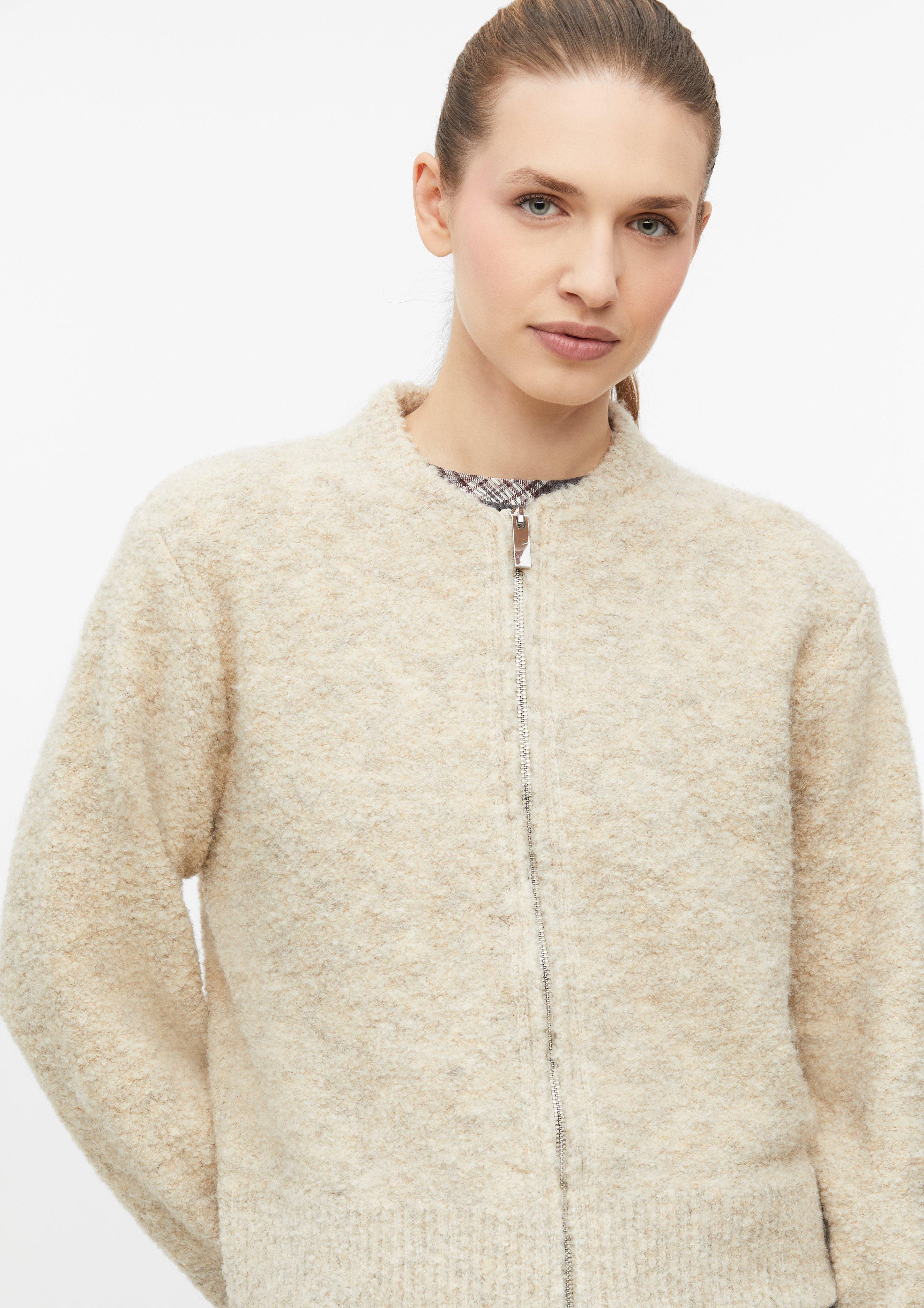Damen Melierte Bouclé-Strickjacke in beige von s.Oliver