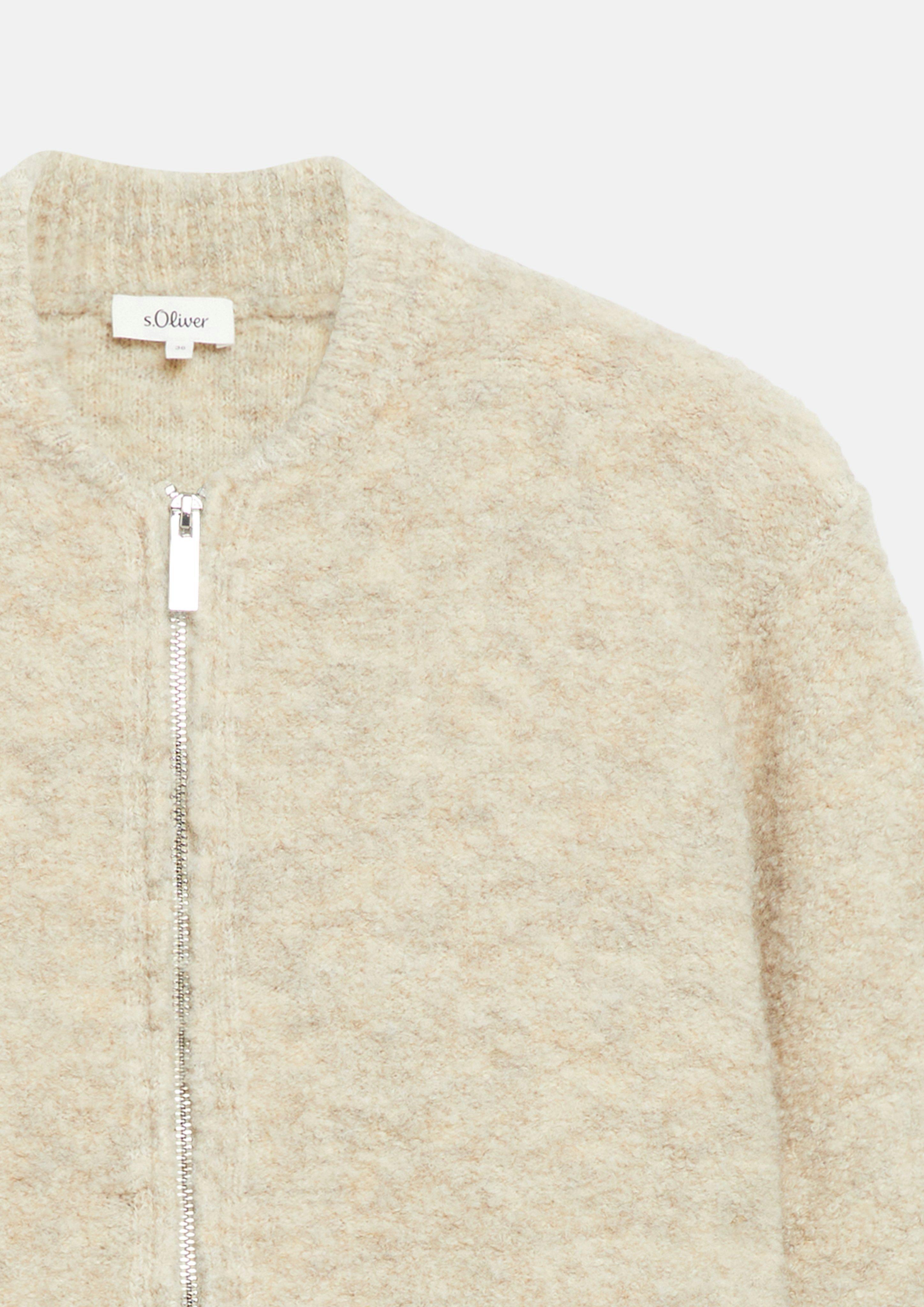 Damen Melierte Bouclé-Strickjacke in beige von s.Oliver