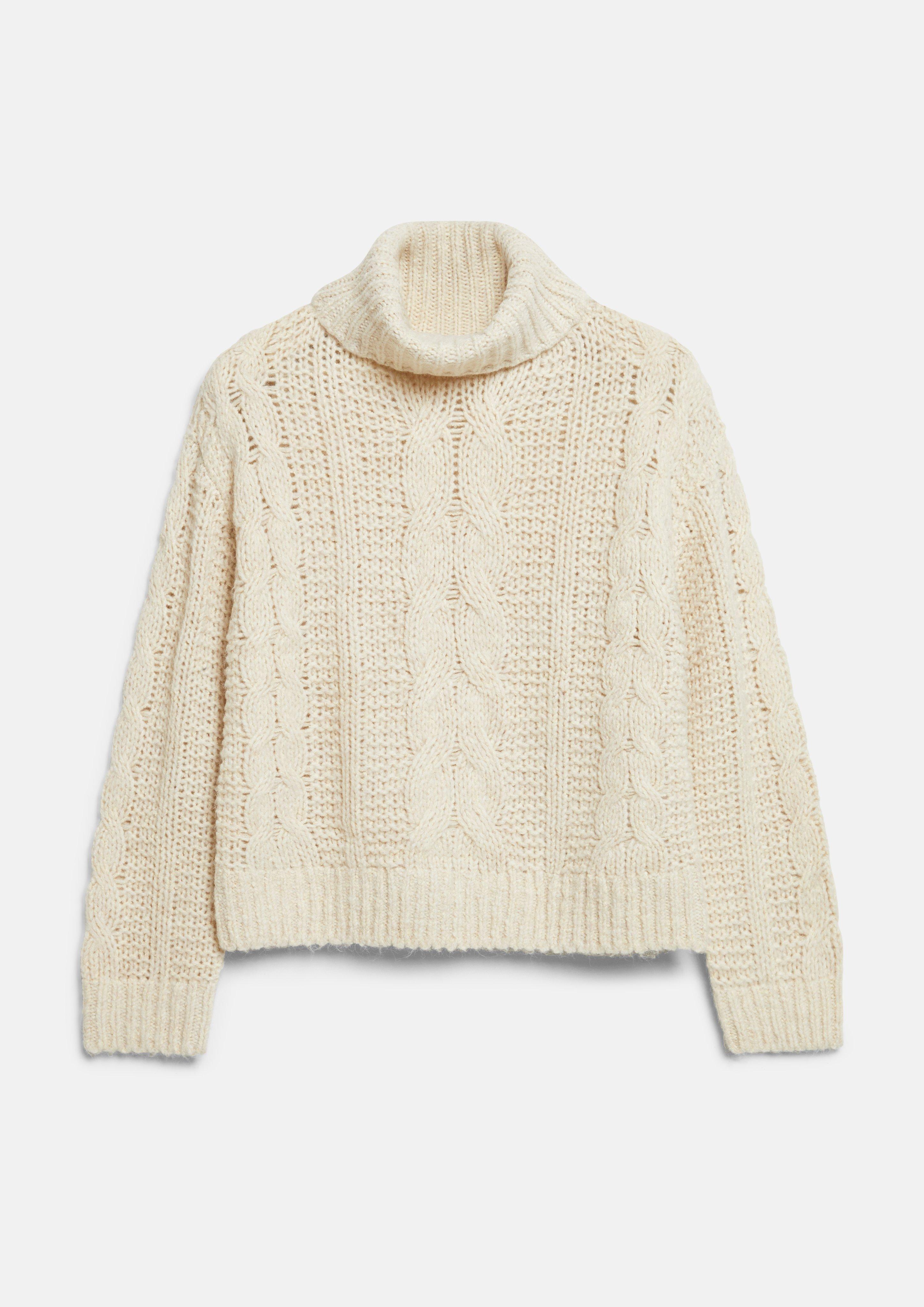 Rollkragenpullover mit Zopfmuster in Farbe helles beige von s.Oliver